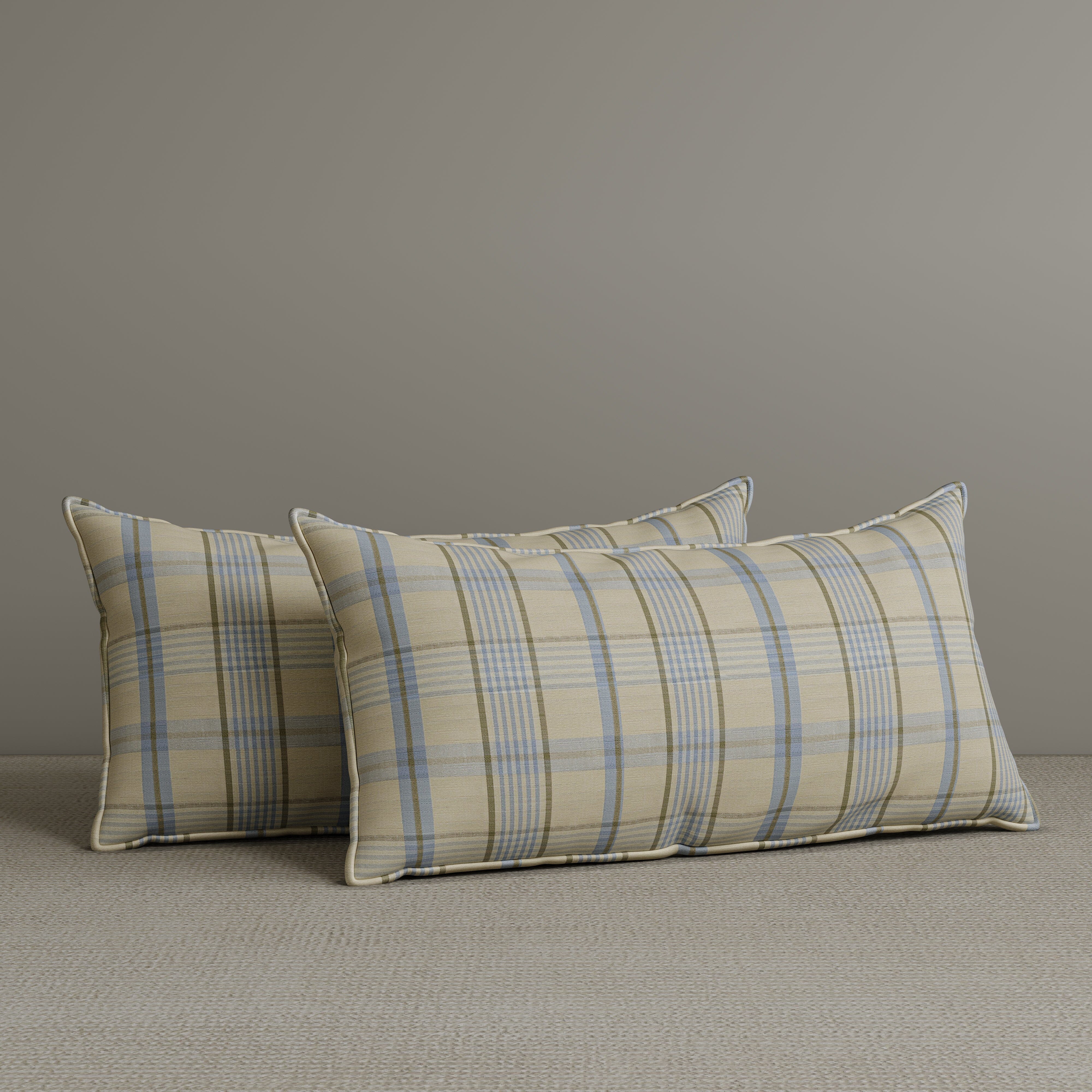 Exclusive Waist Cushion in Sky Blue Checkered Cotton Linen, 56*27*12 CM Cottonfy UK 2 PCS In Stock 