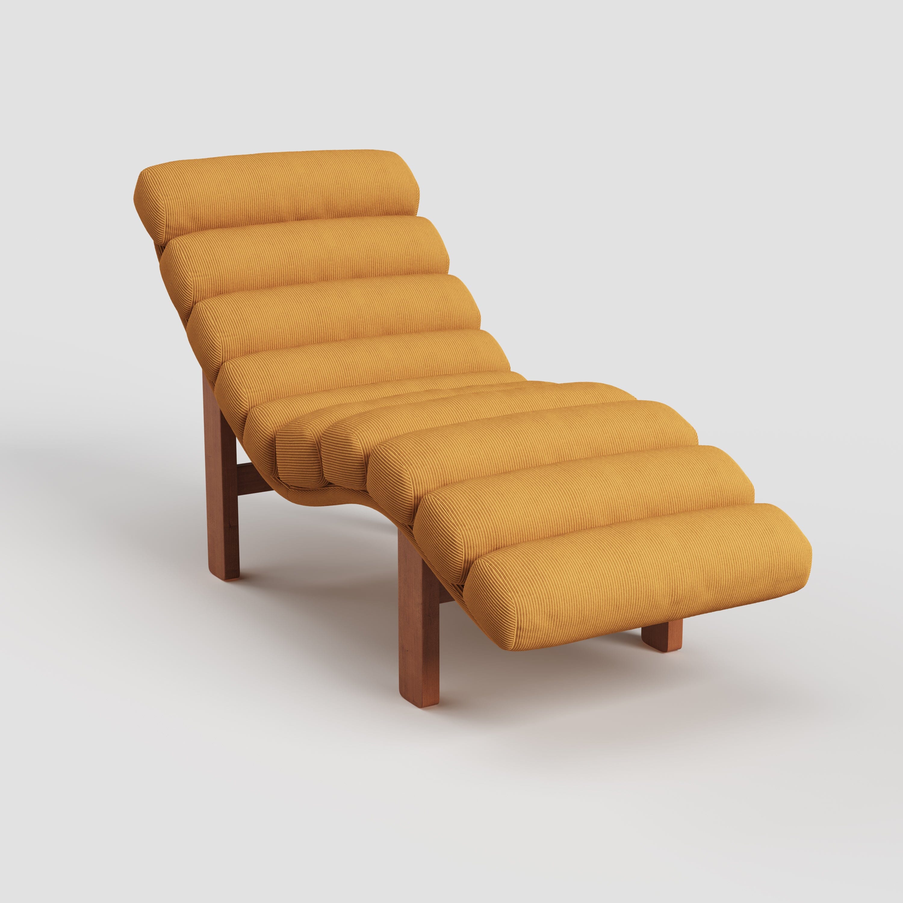 Cottonfy Modern Ergonomic Corduroy Chaise Lounge with Natural Wooden Frame Living and Home 