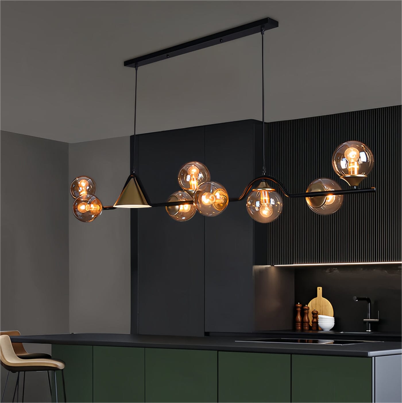 Lightsin Modern Linear Geometric Spherical Glass Metal Pendant Light Lightsin UK 