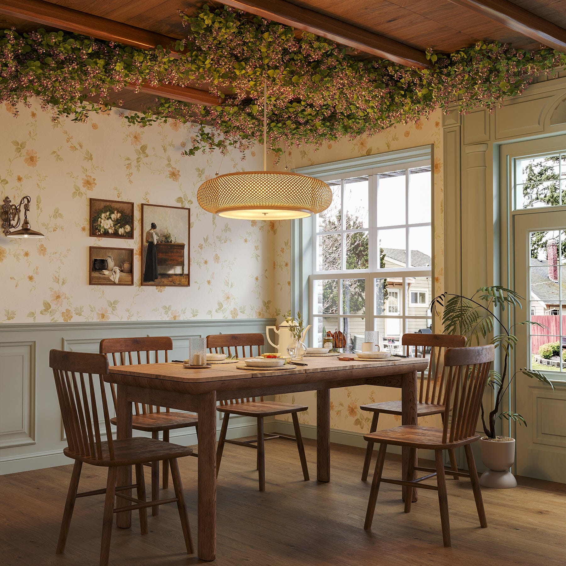 Lightsin Lutta-Handwoven Bamboo Pendant Light for Kitchen Island or Living Room Lightsin UK 