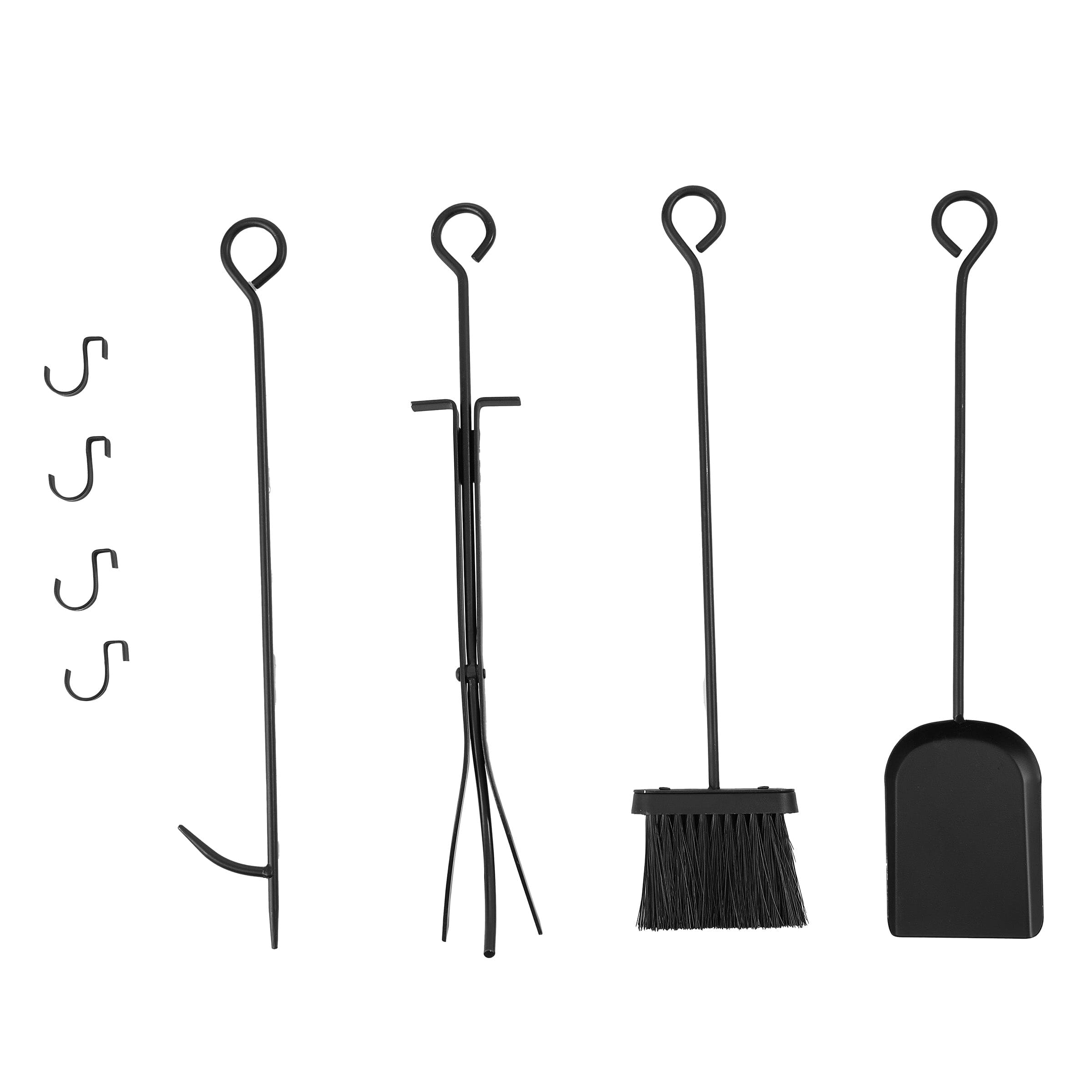 Smallbee Iron Fireplace Screen with 4-Piece Tool Set - Black Powder-Coated 122x1.3x80cm Smallbee UK 