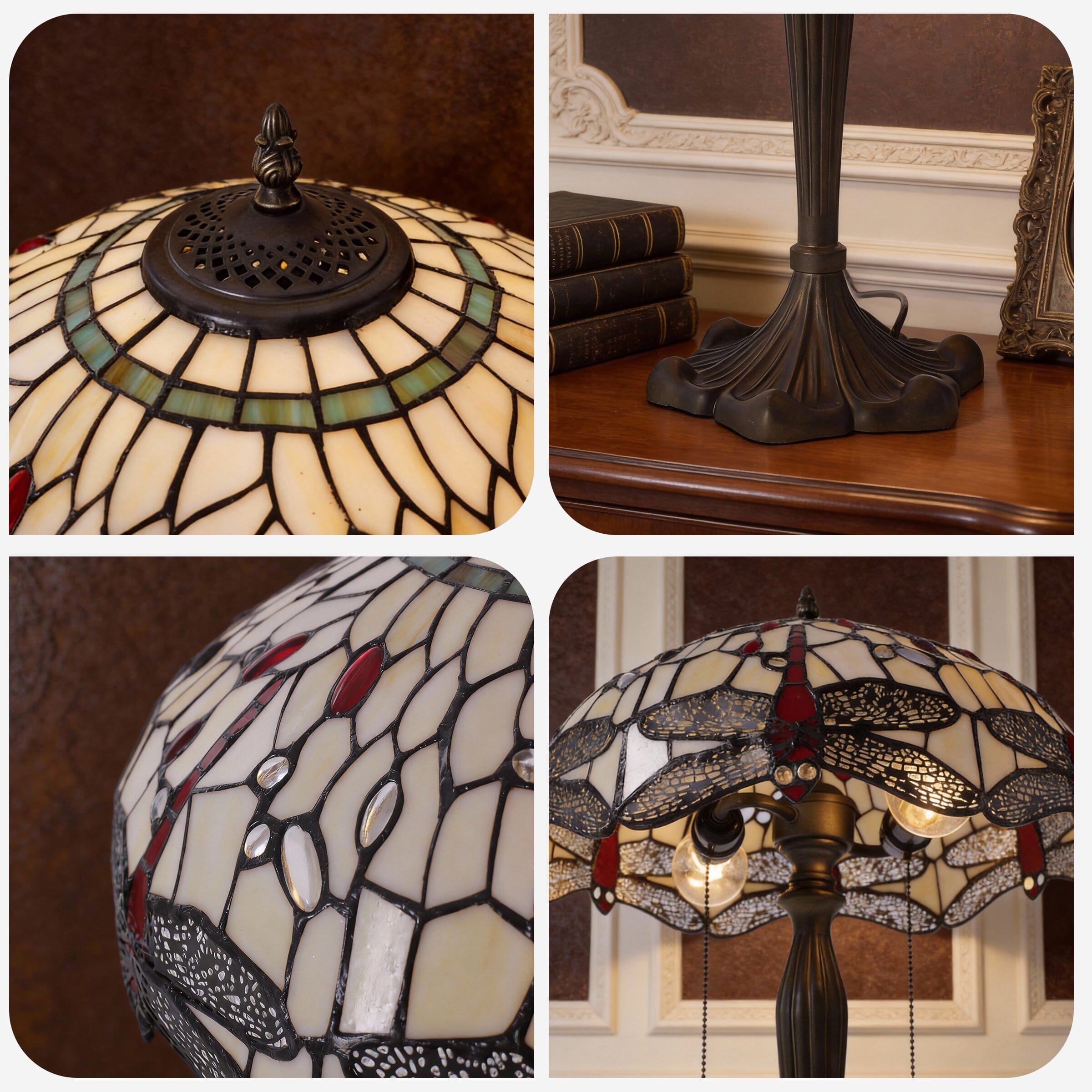 Lightin Tiffany Table Lamp | Handcrafted Stained Glass Dragonfly Series Lightsin UK 