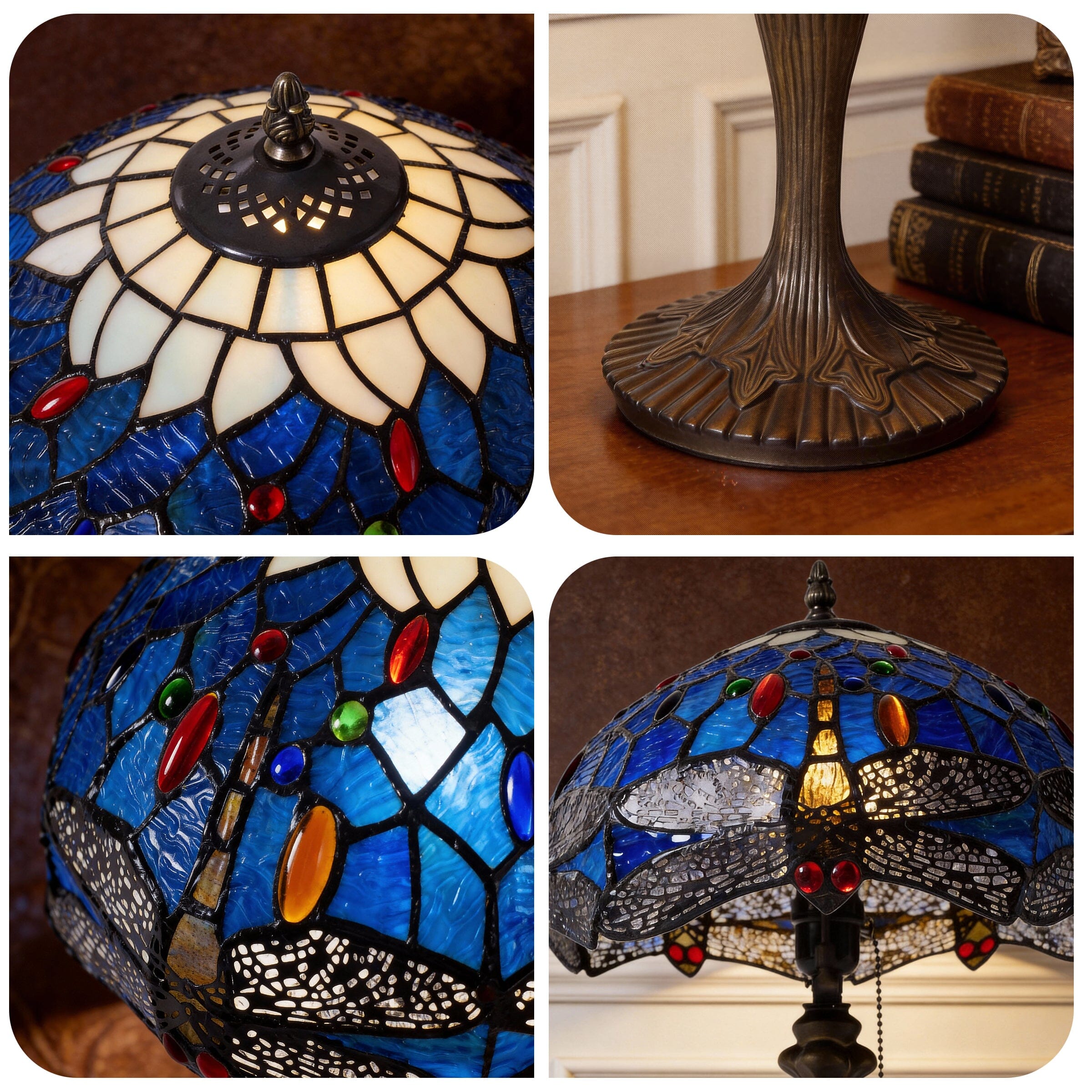 Lightin Tiffany Table Lamp | Handcrafted Stained Glass Dragonfly Series Lightsin UK 