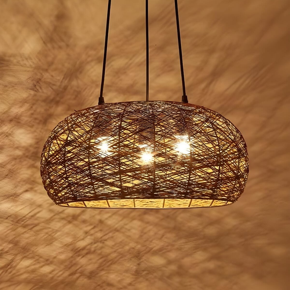 Creative Bird's Nest LED Hemp Rope Rattan Woven Pendant Light Lightsin UK 