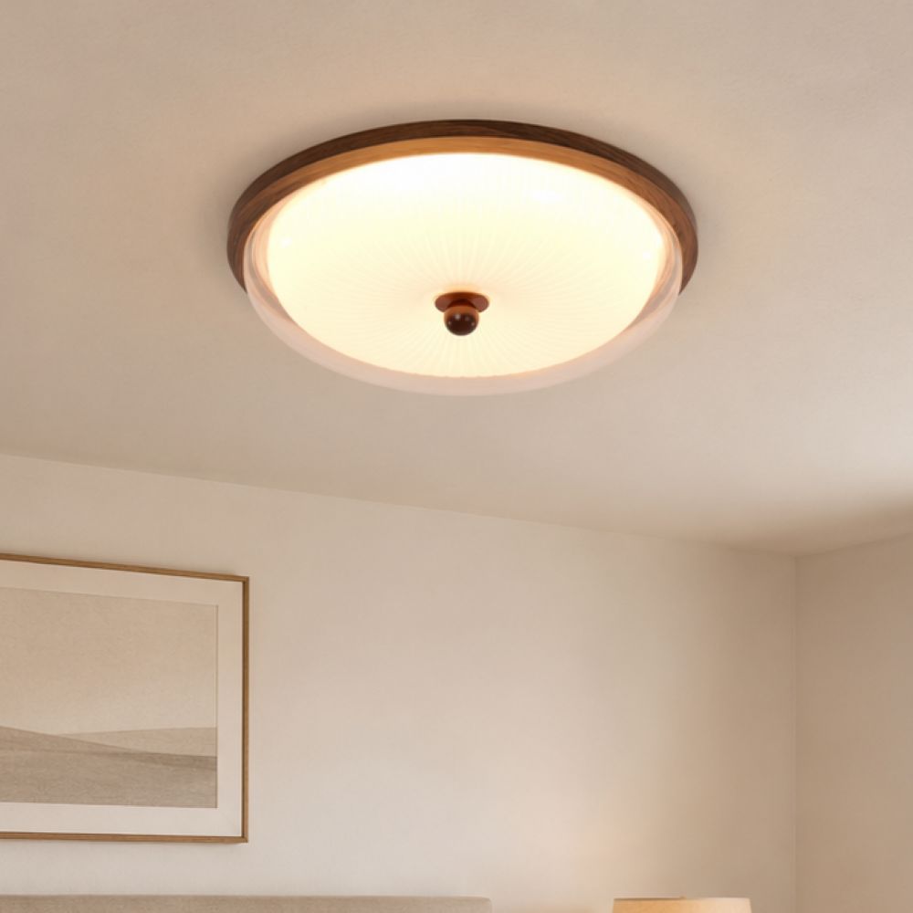 Walnut Acrylic Shade Ceiling Light | Colour-Changing Flush Mount Ceiling Light Lightsin UK In Stock 
