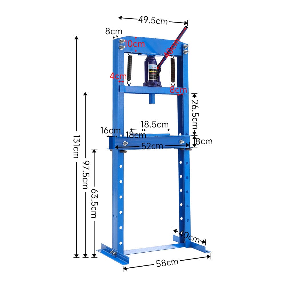 6/12/20Ton Blue Hydraulic Shop Press with Press Plates Workshop Presses Living and Home 