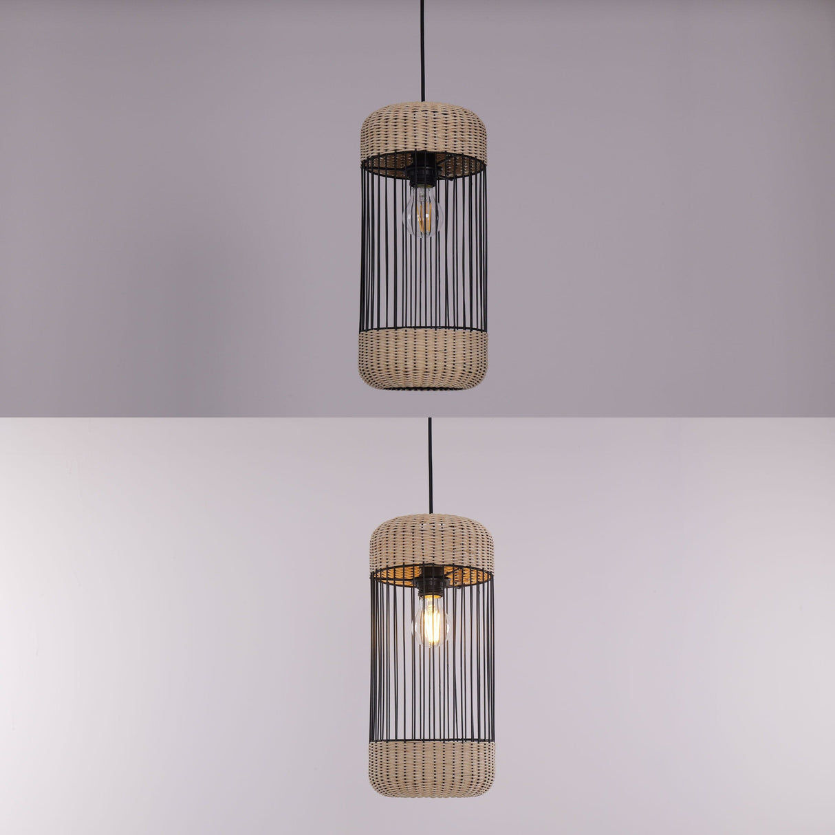 Lightsin Cylinder-Inspired Rattan Pendant Light for Warm Natural Elegance Lightsin UK 