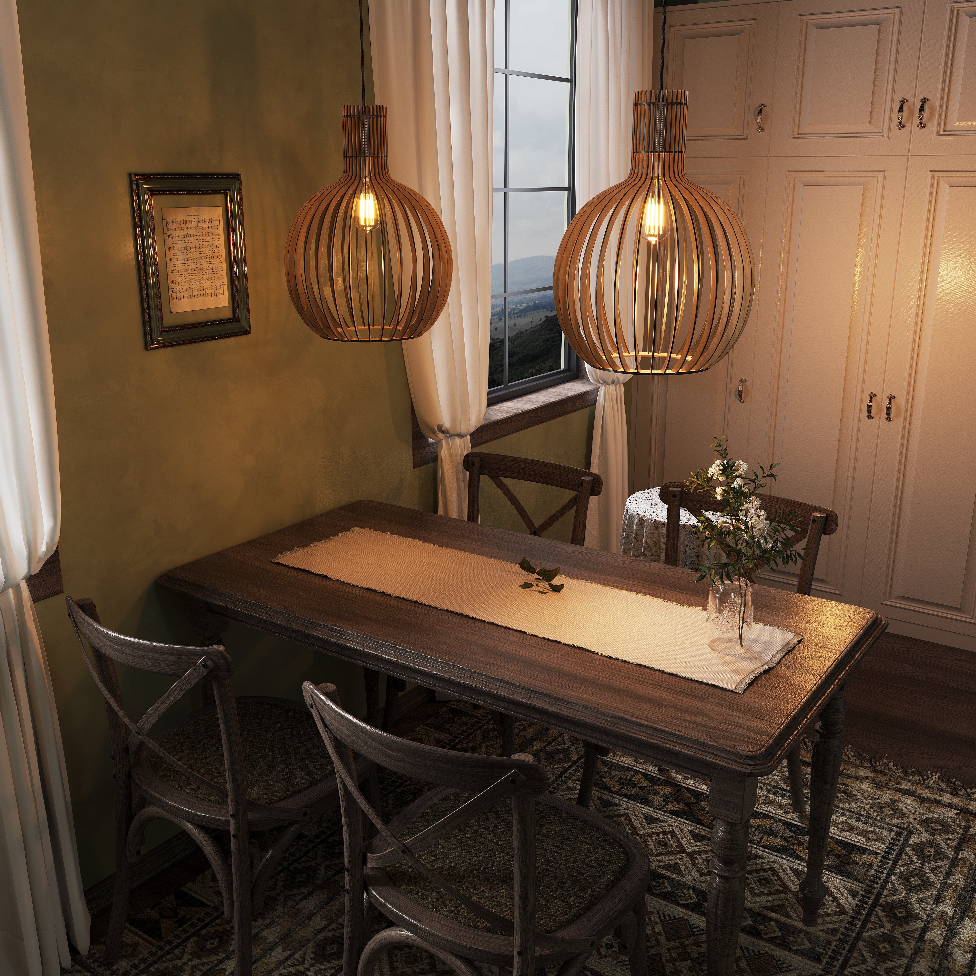 Shadome-Lightsin Scandinavian LED Wooden Birdcage Pendant Light Lightsin UK Black M-2 items 