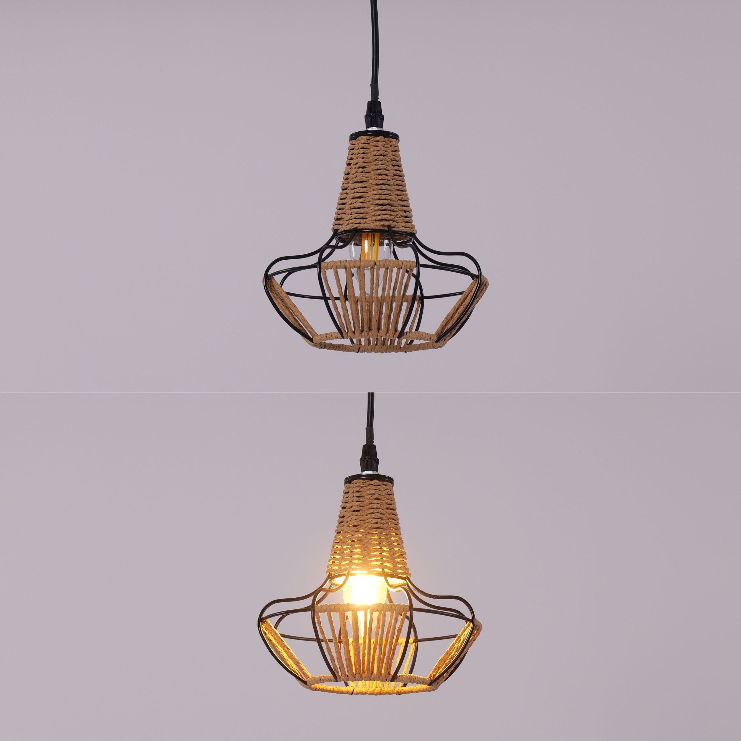 Lightsin Woven Rattan Cage Pendant Light for Natural Charm and Effortless Elegance Living and Home 