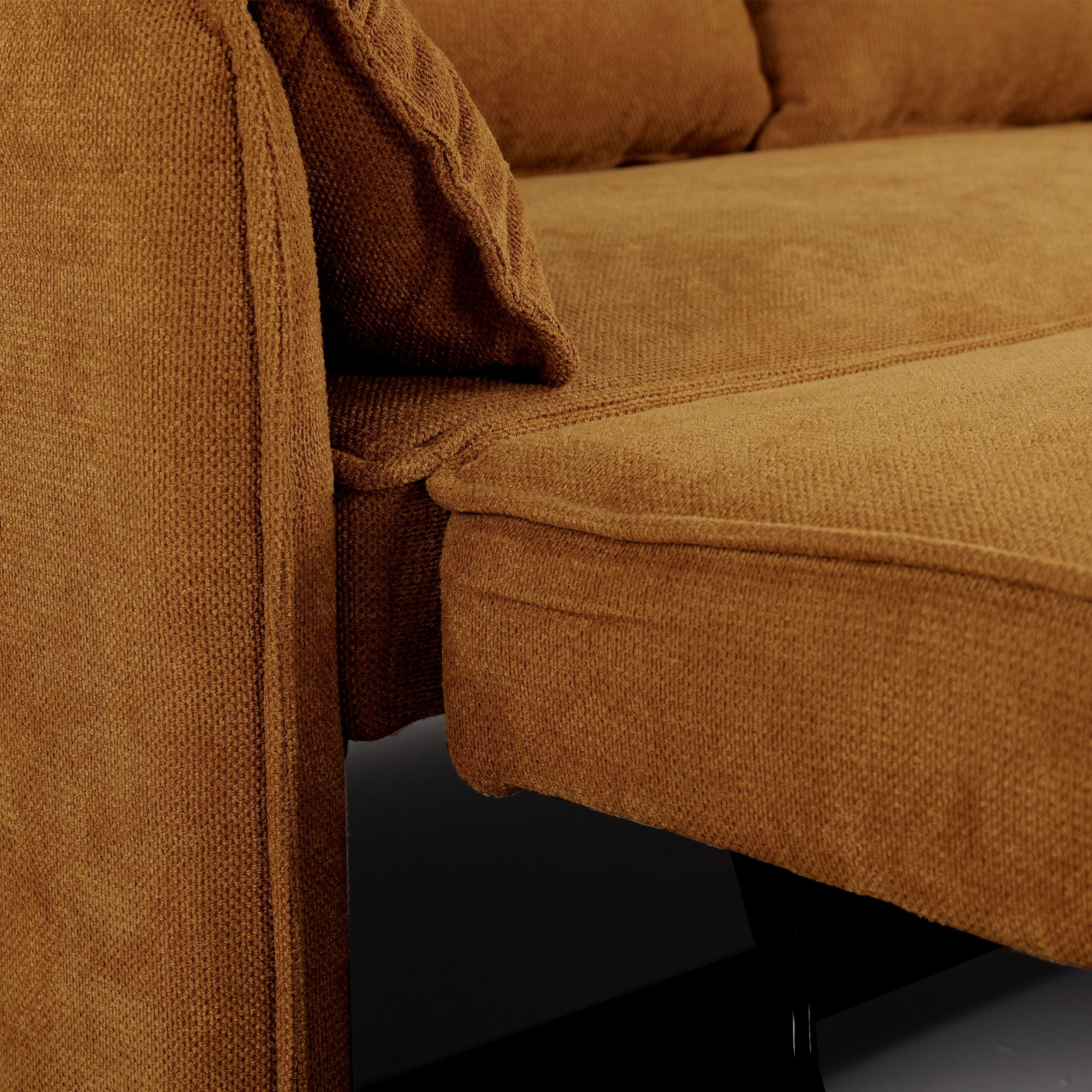 Ginger Yellow Fabric Sofa Bed with Adjustable Backrest and Easy Pull-Out Mechanism Living and Home 