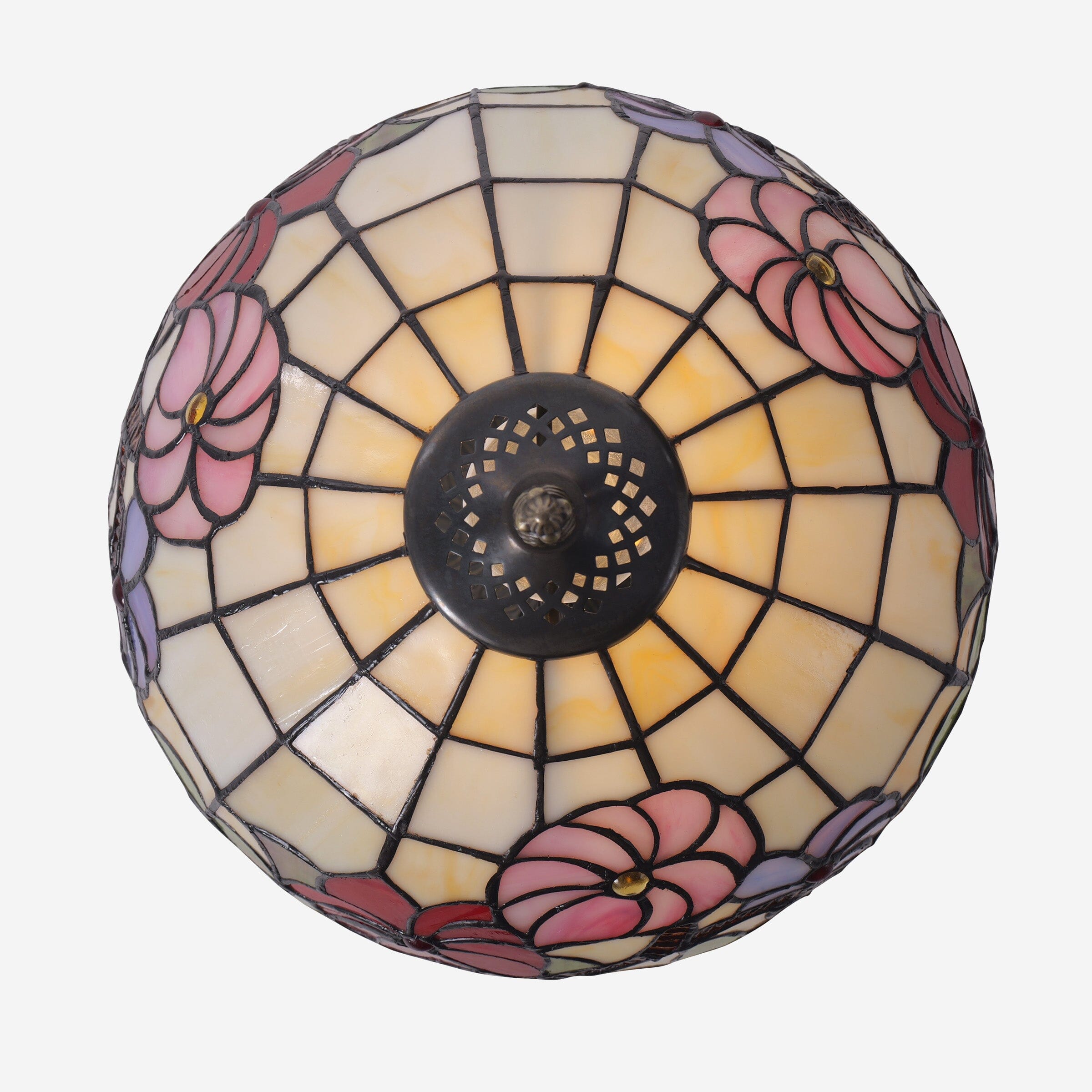 Lightsin Tiffany Table Lamp | Handcrafted Stained Glass Floral Petals Series Red, Pink and Purple Lightsin UK 
