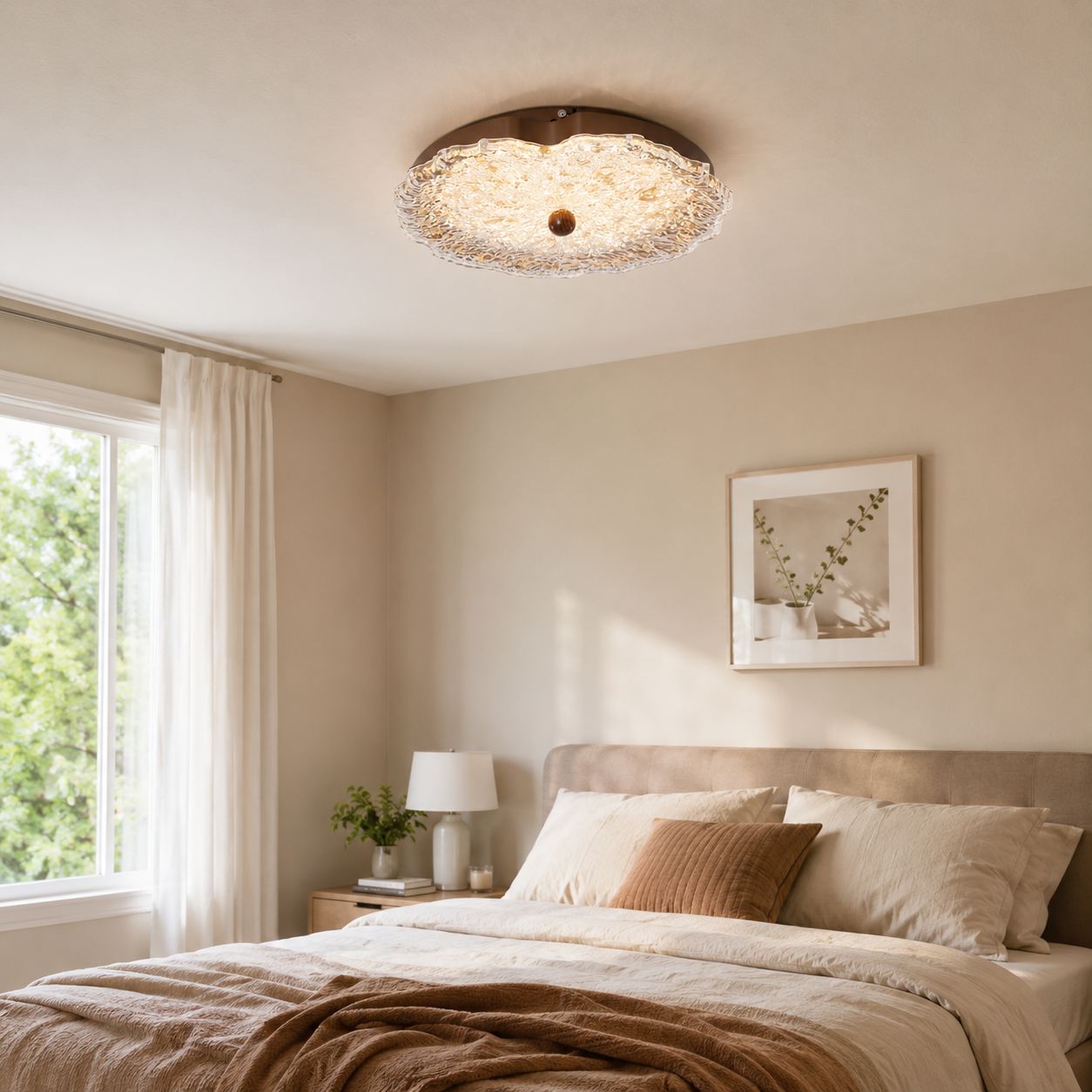 Walnut Ripple Acrylic Ceiling Light | Colour-Changing Flush Mount Ceiling Light Lightsin UK Pre-Order 
