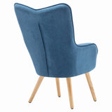 107cm Height Velvet Wingback Lounge Armchair and Footstool Wingback Chairs Living and Home 