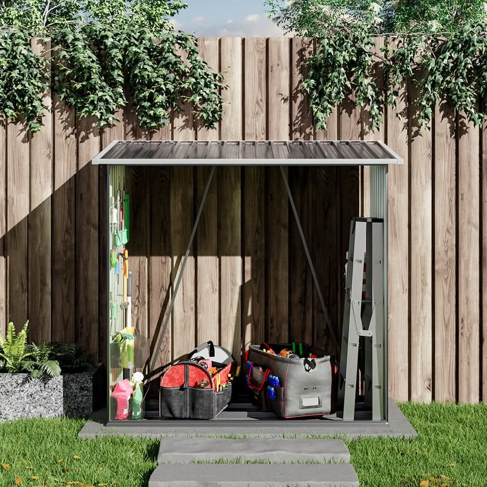 164cm L Firewood Storage Shed Metal Log Holder Fire Wood Rack Garden P ...