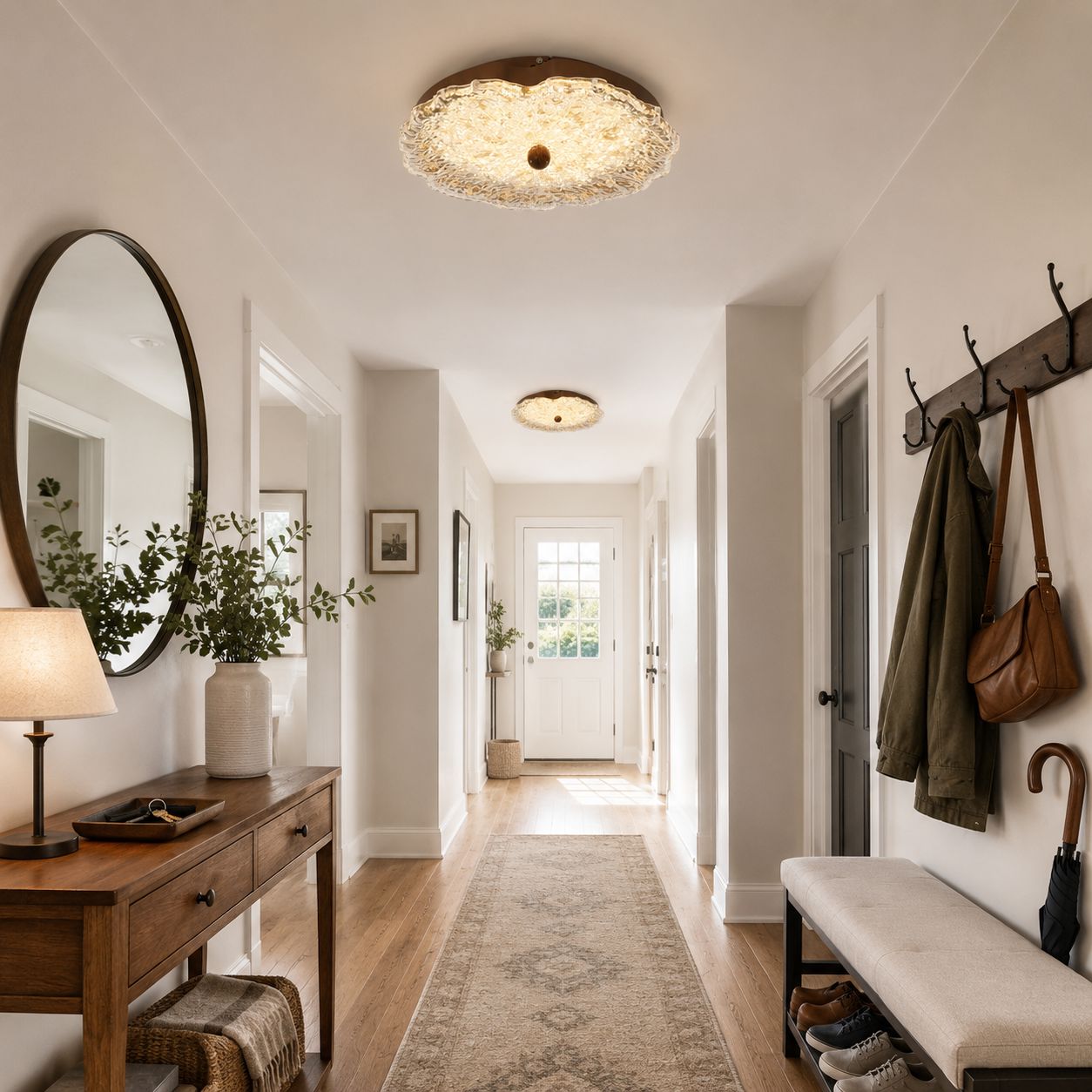 Walnut Ripple Acrylic Ceiling Light | Colour-Changing Flush Mount Ceiling Light Lightsin UK 