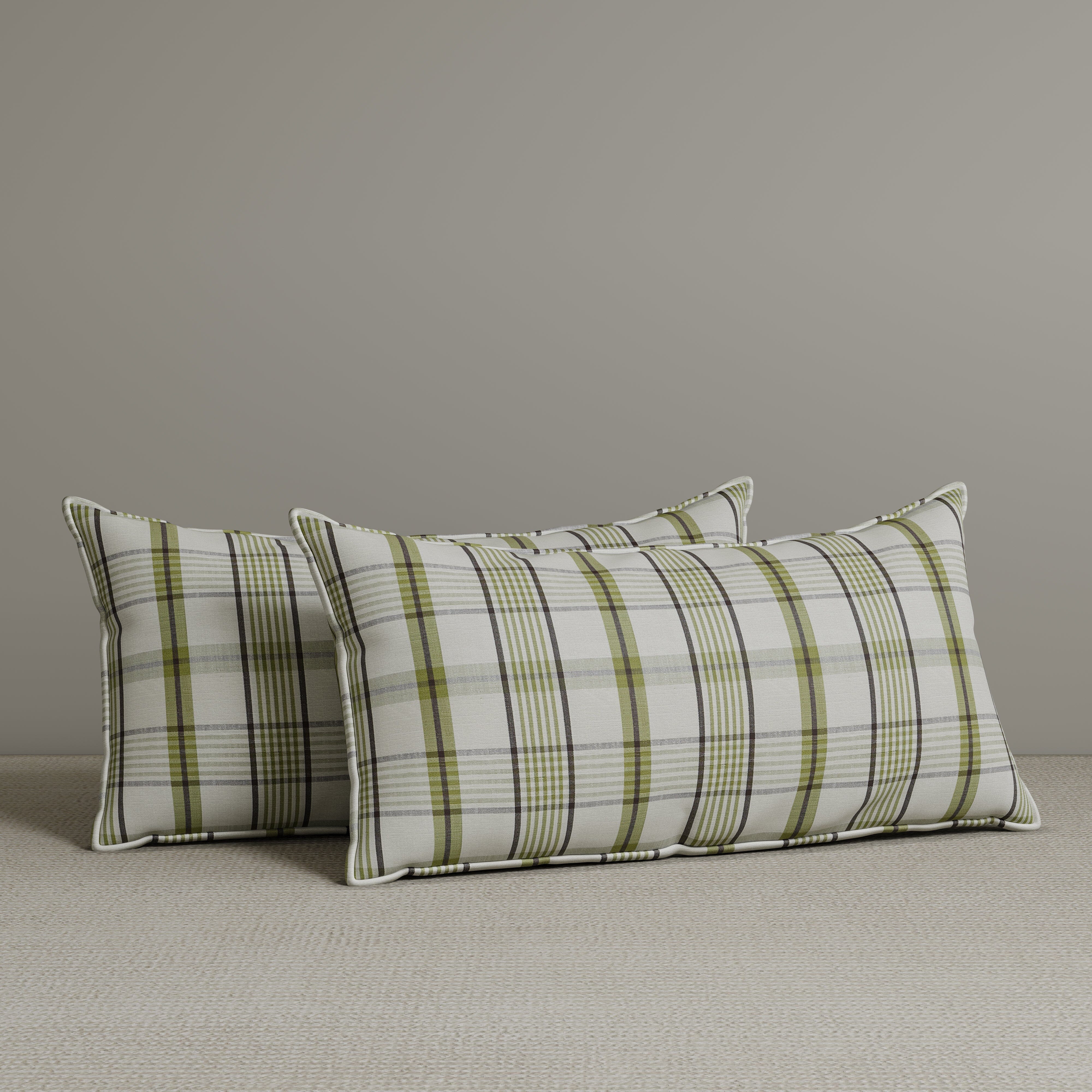 Exclusive Waist Cushion in Moss Green Checkered Cotton Linen, 56*27*12 CM Cottonfy UK 2 PCS In Stock 
