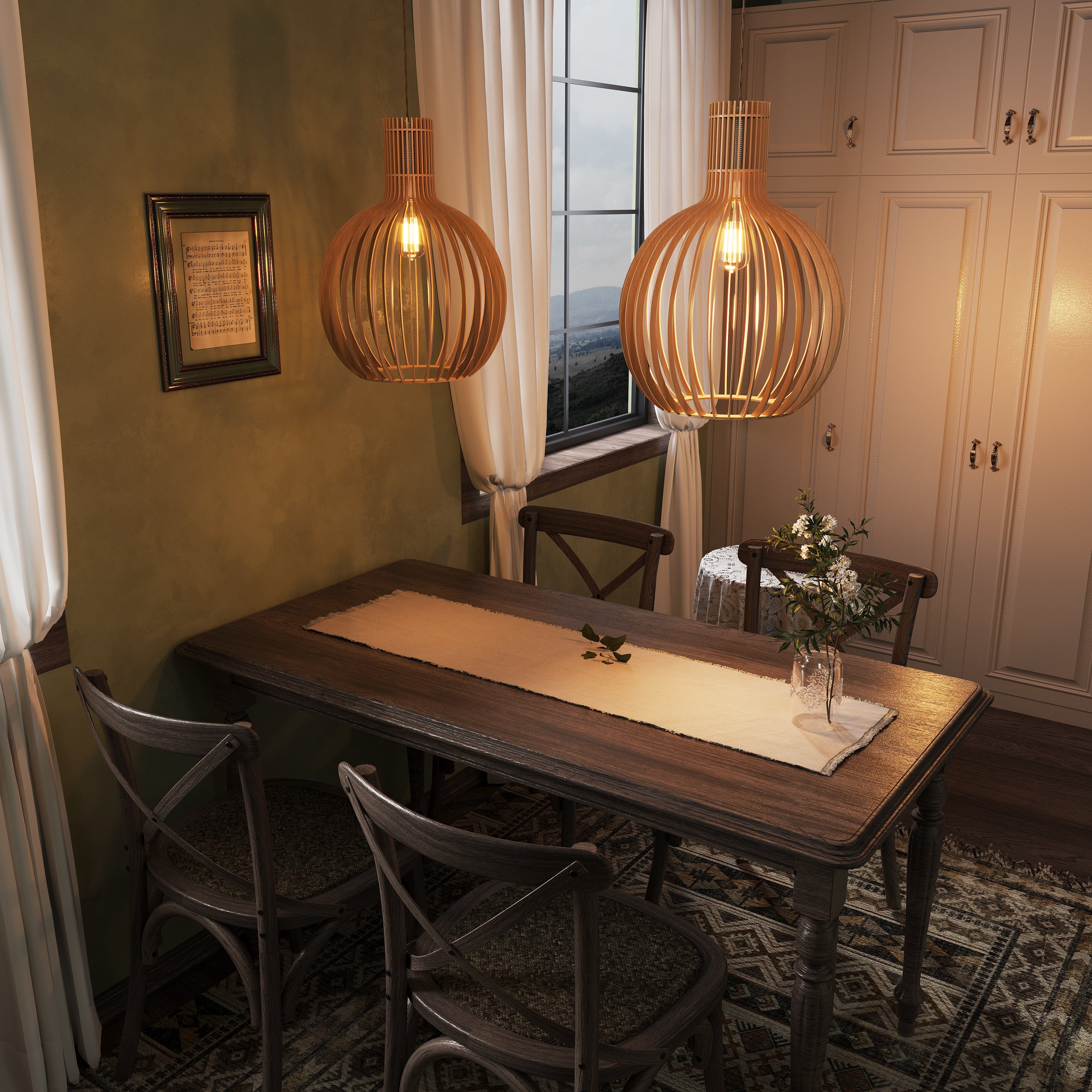 Shadome-Lightsin Scandinavian LED Wooden Birdcage Pendant Light Lightsin UK Natural Wood M-2 items 