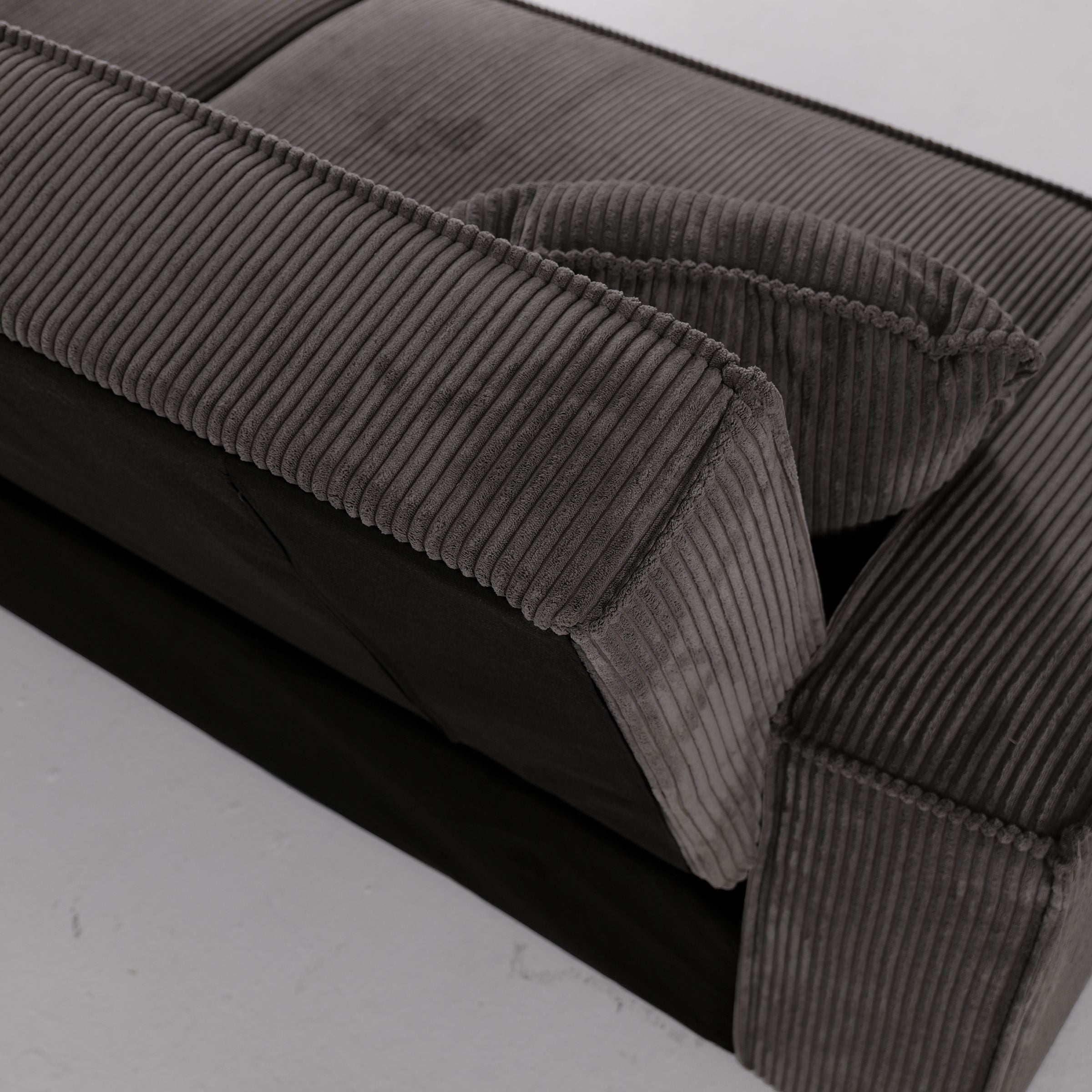 Grey Corduroy Sofa Bed with Adjustable Backrest and Spring Coil Support Living and Home 