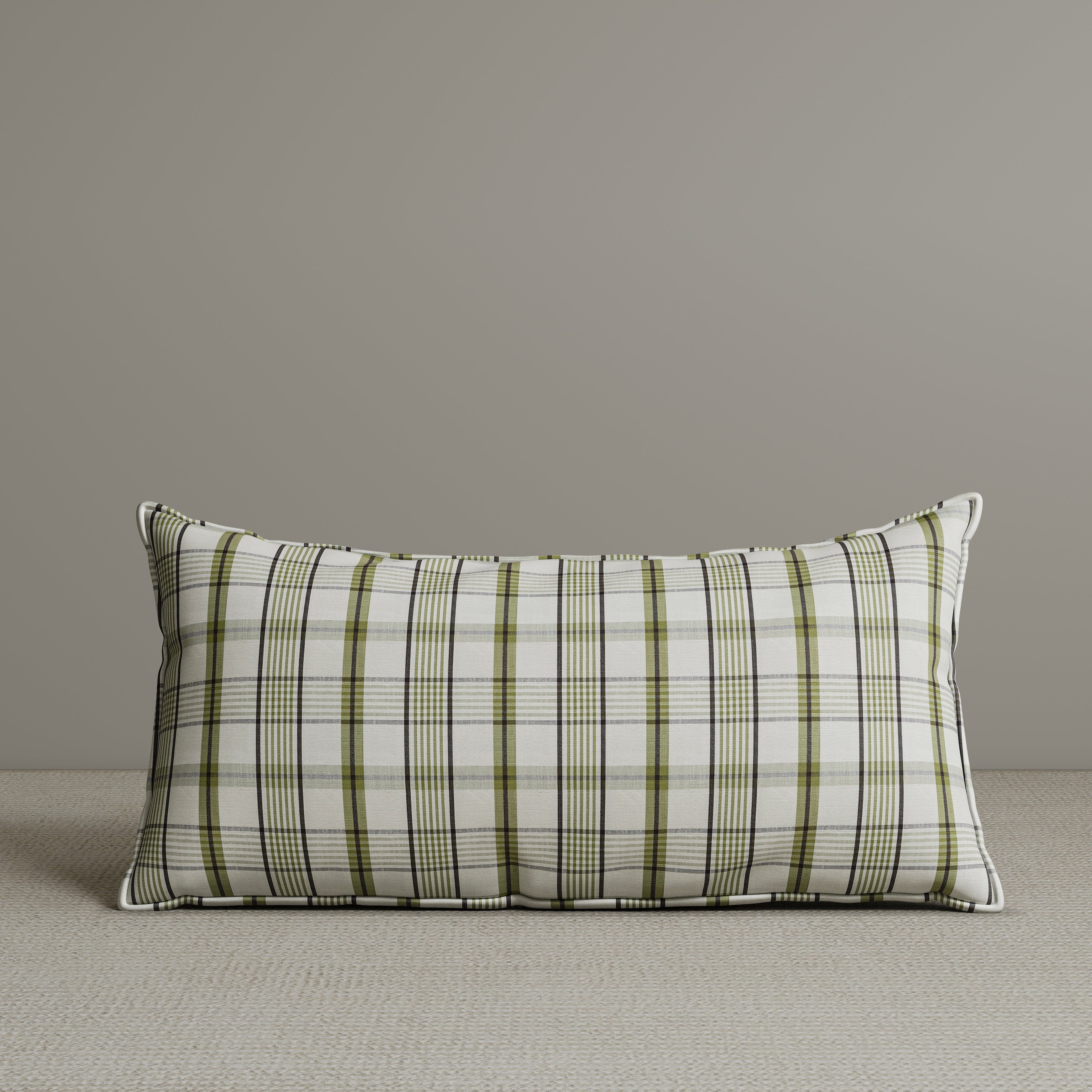 Exclusive Waist Cushion in Moss Green Checkered Cotton Linen, 56*27*12 CM Cottonfy UK 1 PC In Stock 