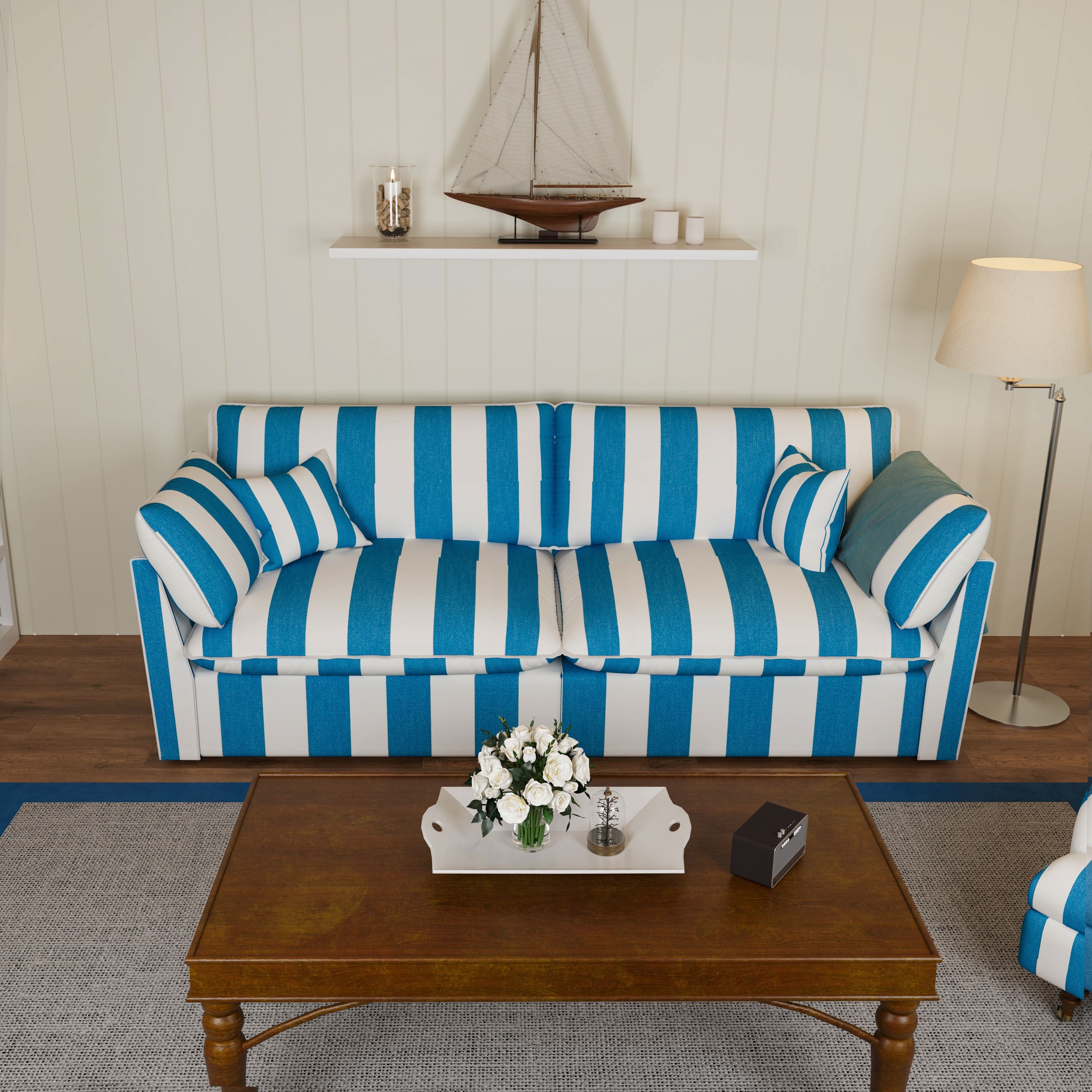 Cottonfy Retro Striped Fabric Handmade Sofa – Living and Home