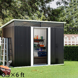 8.5X4ft/ 8.5X6ft Metal Garden Bike Sheds Storage Shed with Lockable Sliding Doors Garden Sheds Living and Home 8.5X6ft 