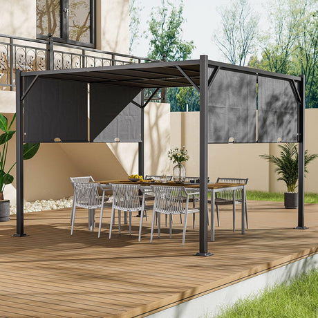 Luxury Outdoor Steel Pergola with Retractable Canopy Living and Home 