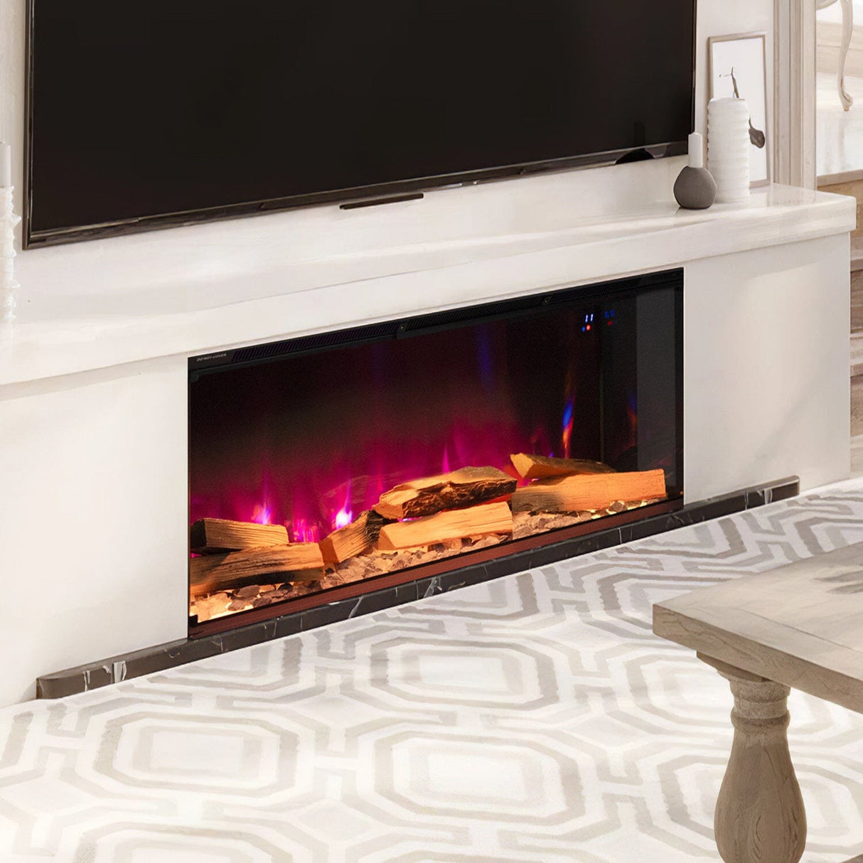 3-Sided Panoramic Smart Electric Fireplace with Customizable Flame & Heating Control Living and Home 