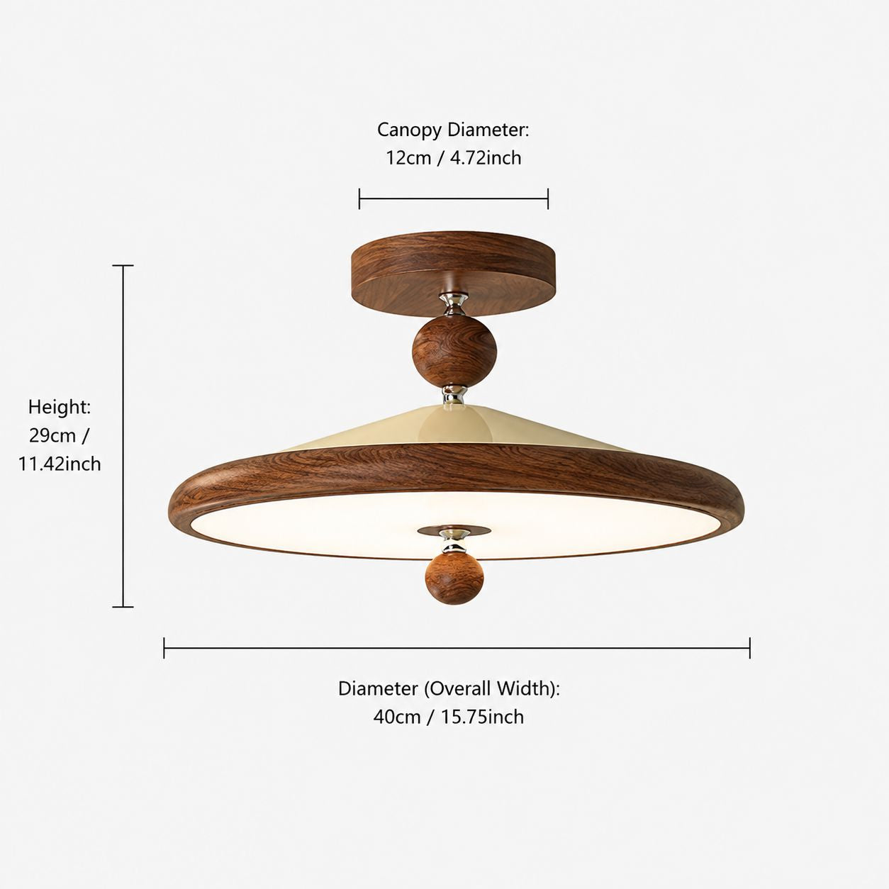 Walnut Two Globe Ceiling Light | Wood Effect Flush Mount Ceiling Light Lightsin UK 