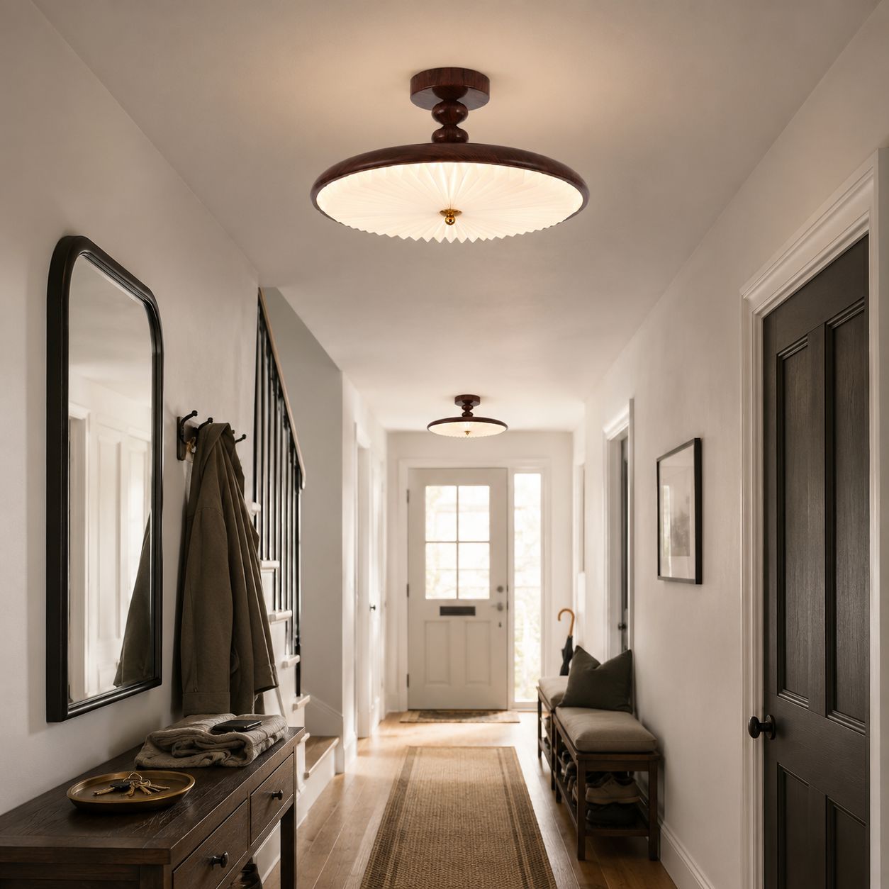 Walnut Pleated Ceiling Light | LED Flush Mount Ceiling Light Lightsin UK 