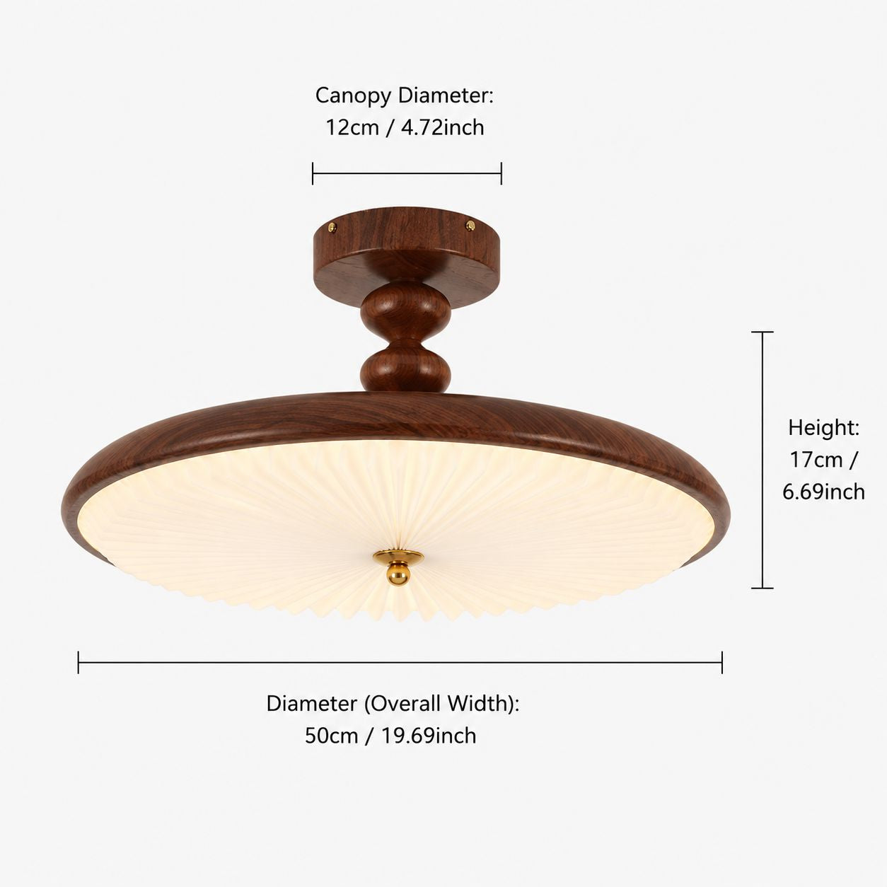 Walnut Pleated Ceiling Light | LED Flush Mount Ceiling Light Lightsin UK 