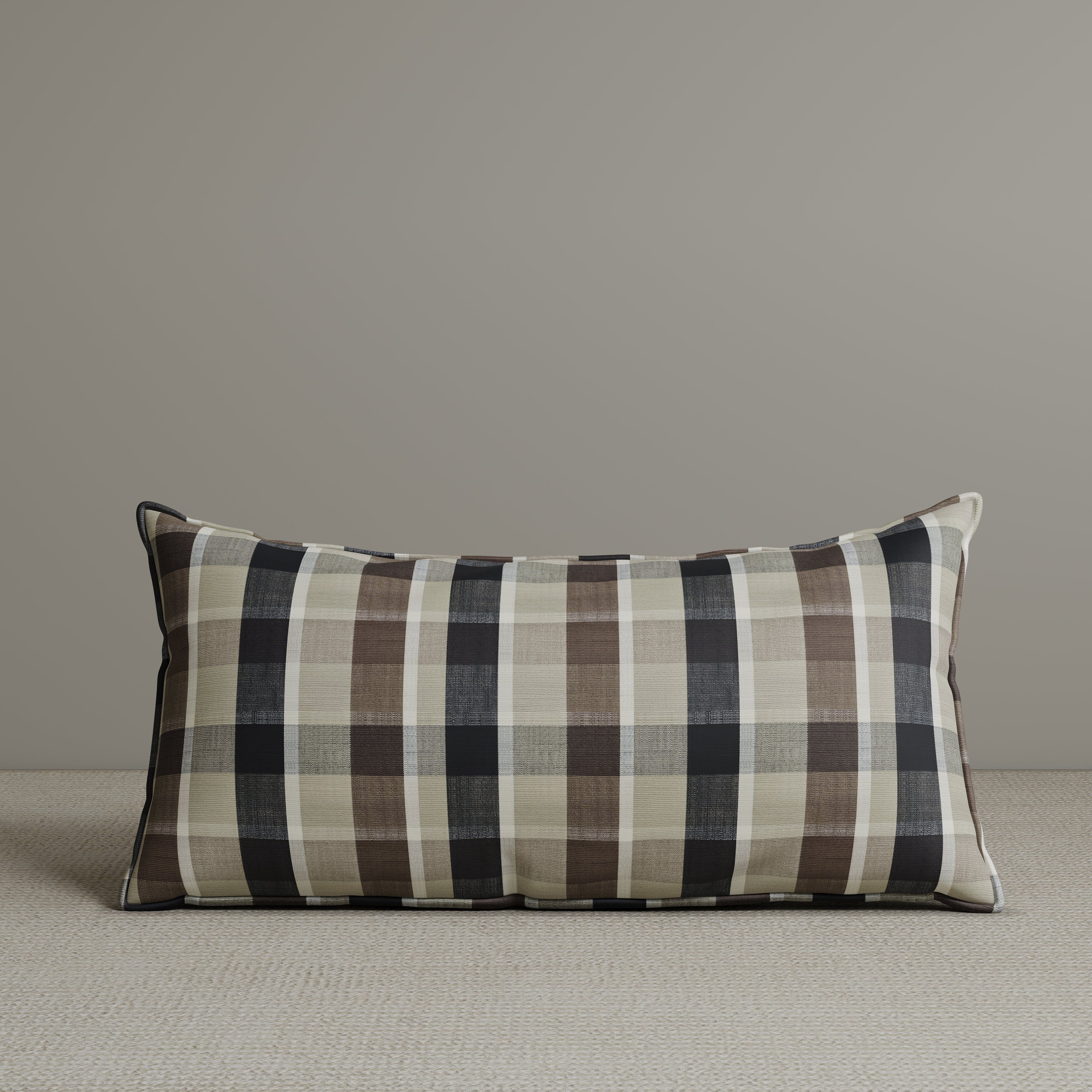 ‍Exclusive Waist Cushion in Mocha Brown Checkered Cotton Linen, 56*27*12 CM (100% off) Cottonfy UK 1 PC 
