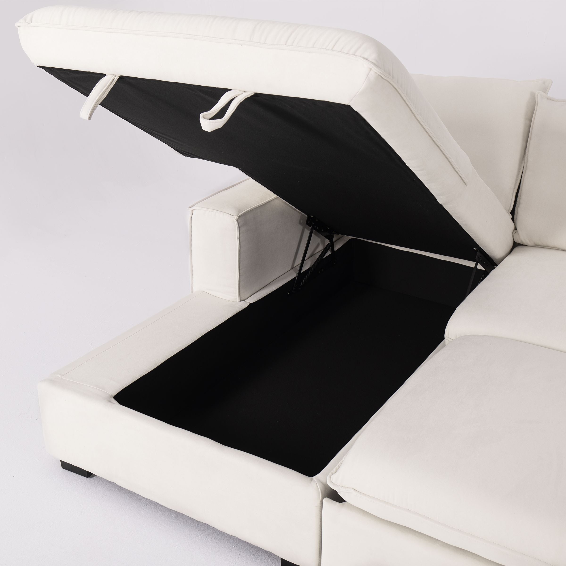 Cottonfy Creamy Tofu Block Pullout Sofa Bed with Storage Cottonfy UK 