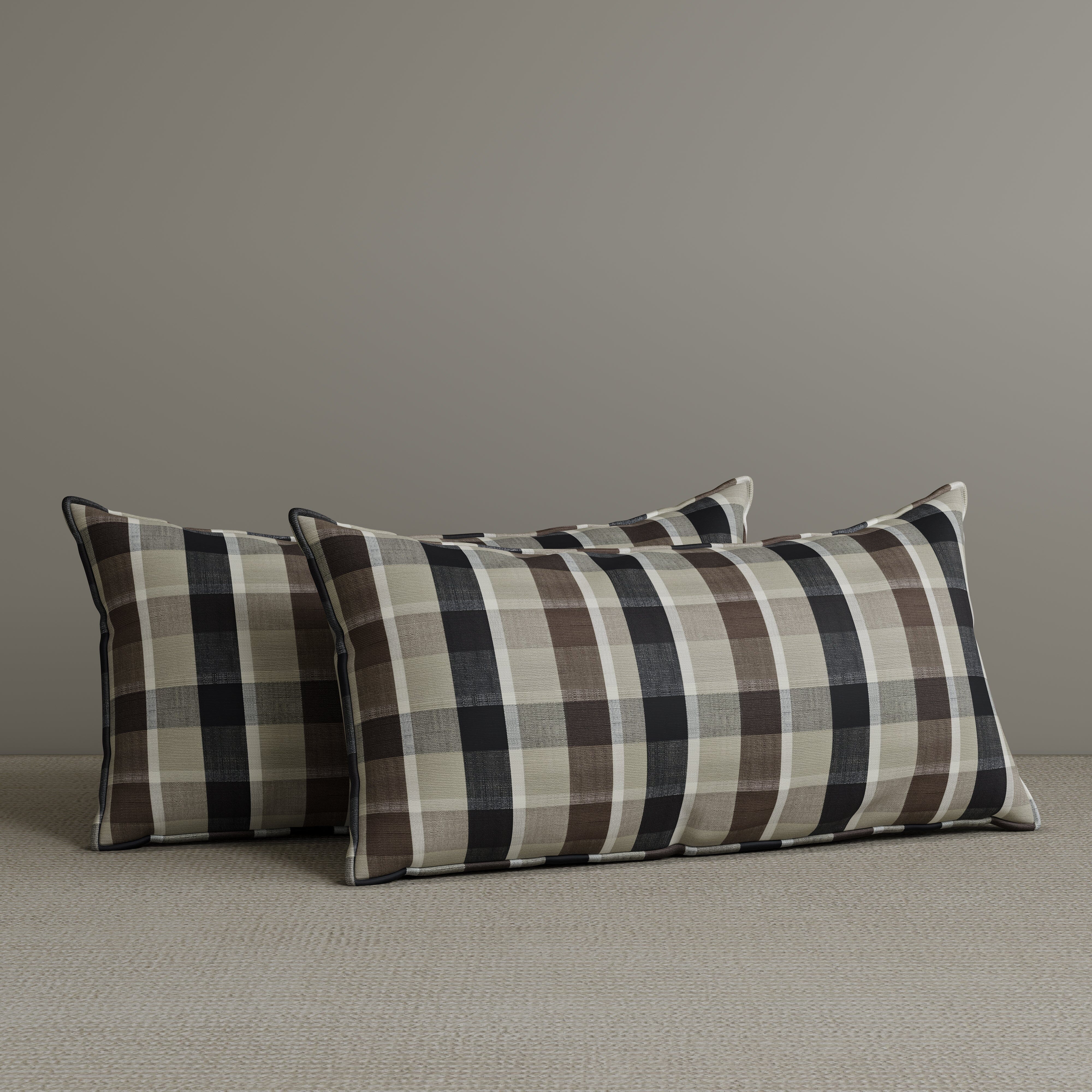 ‍Exclusive Waist Cushion in Mocha Brown Checkered Cotton Linen, 56*27*12 CM (100% off) Cottonfy UK 
