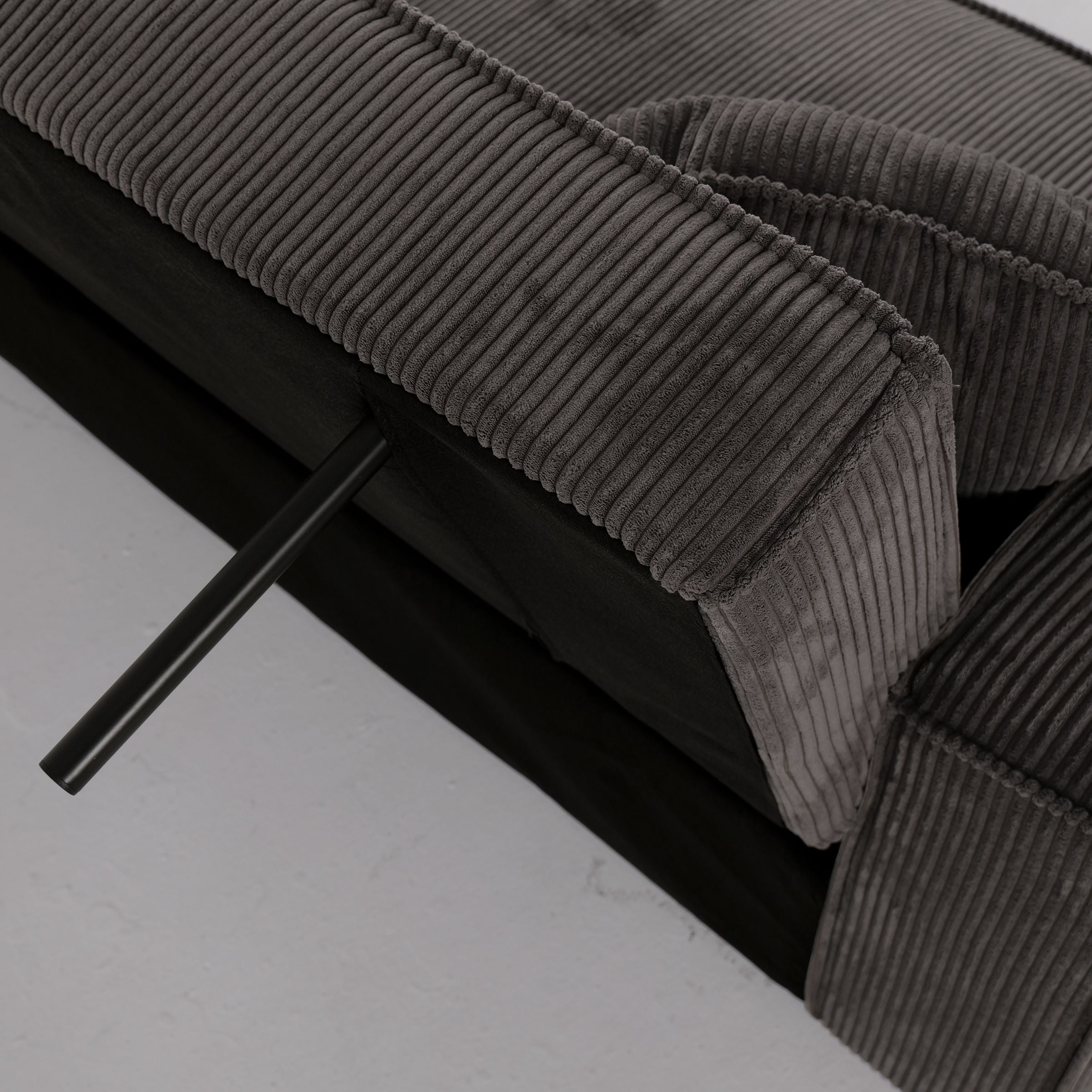 Grey Corduroy Sofa Bed with Adjustable Backrest and Spring Coil Support Living and Home 