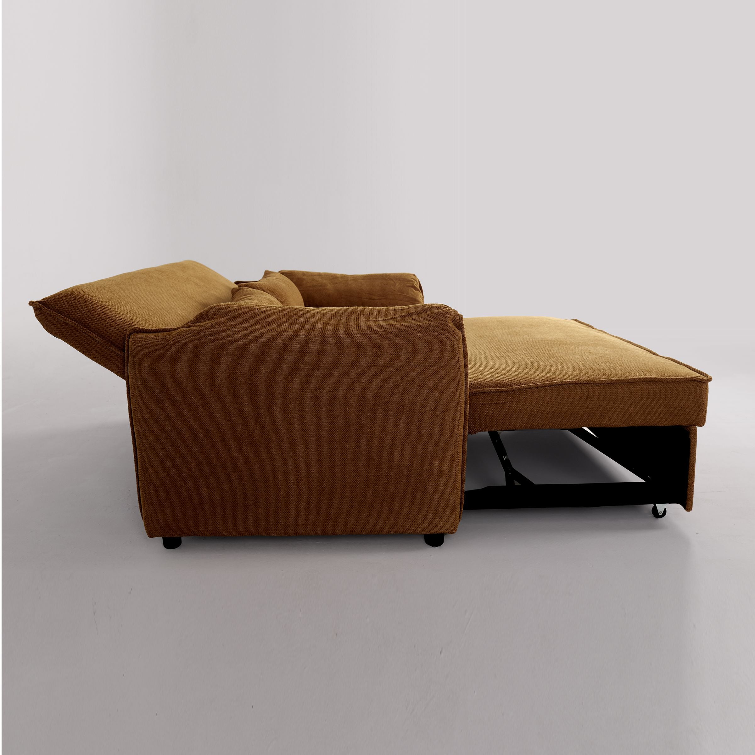 Ginger Yellow Fabric Sofa Bed with Adjustable Backrest and Easy Pull-Out Mechanism Living and Home 