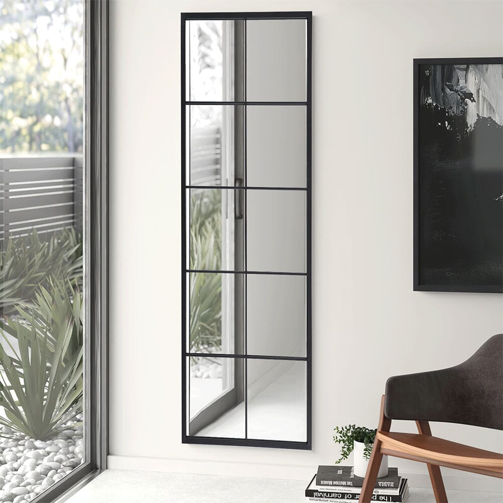 150cm H Contemporary Black Window Full Length Leaner Wall Mirror