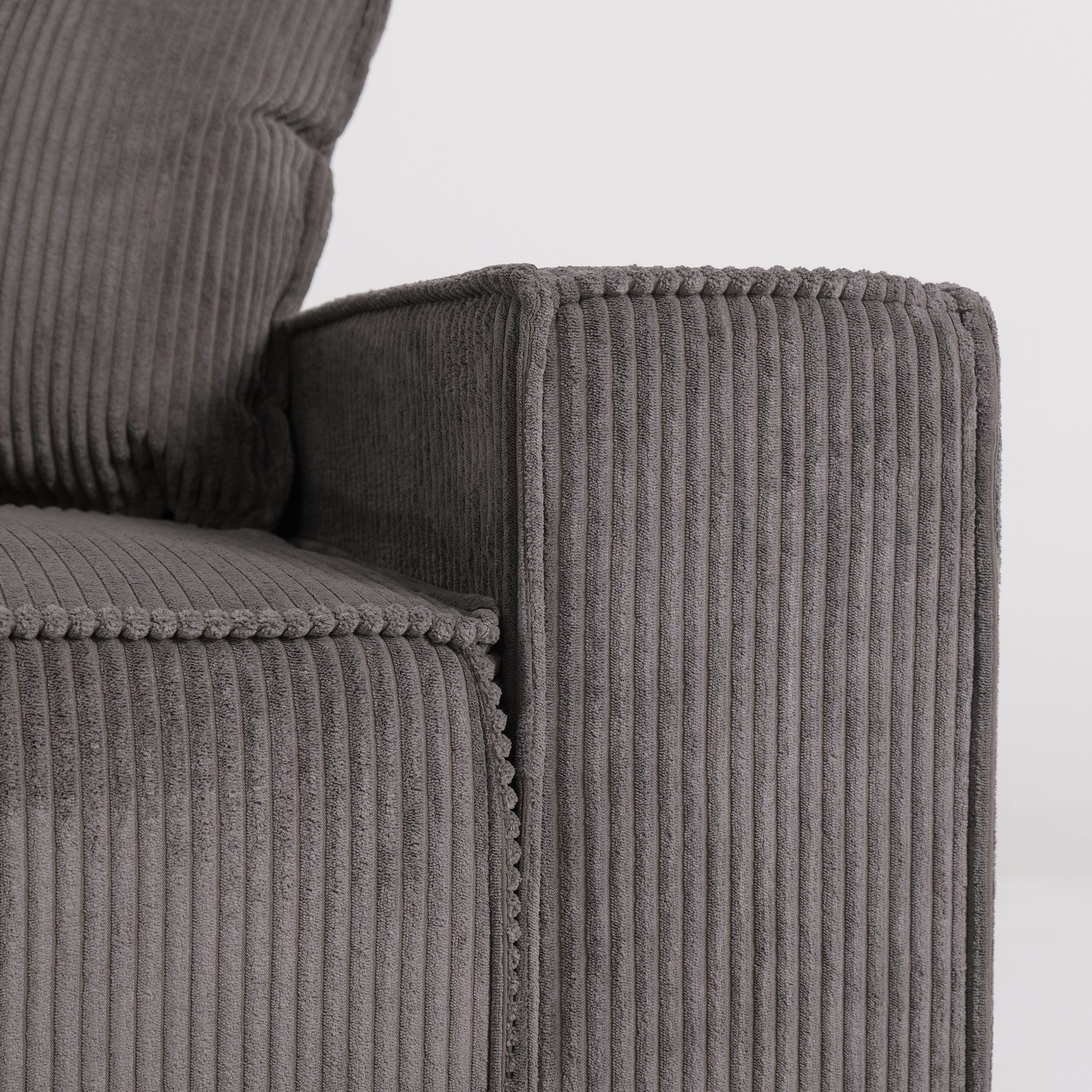 Grey Corduroy Sofa Bed with Adjustable Backrest and Spring Coil Support Living and Home 