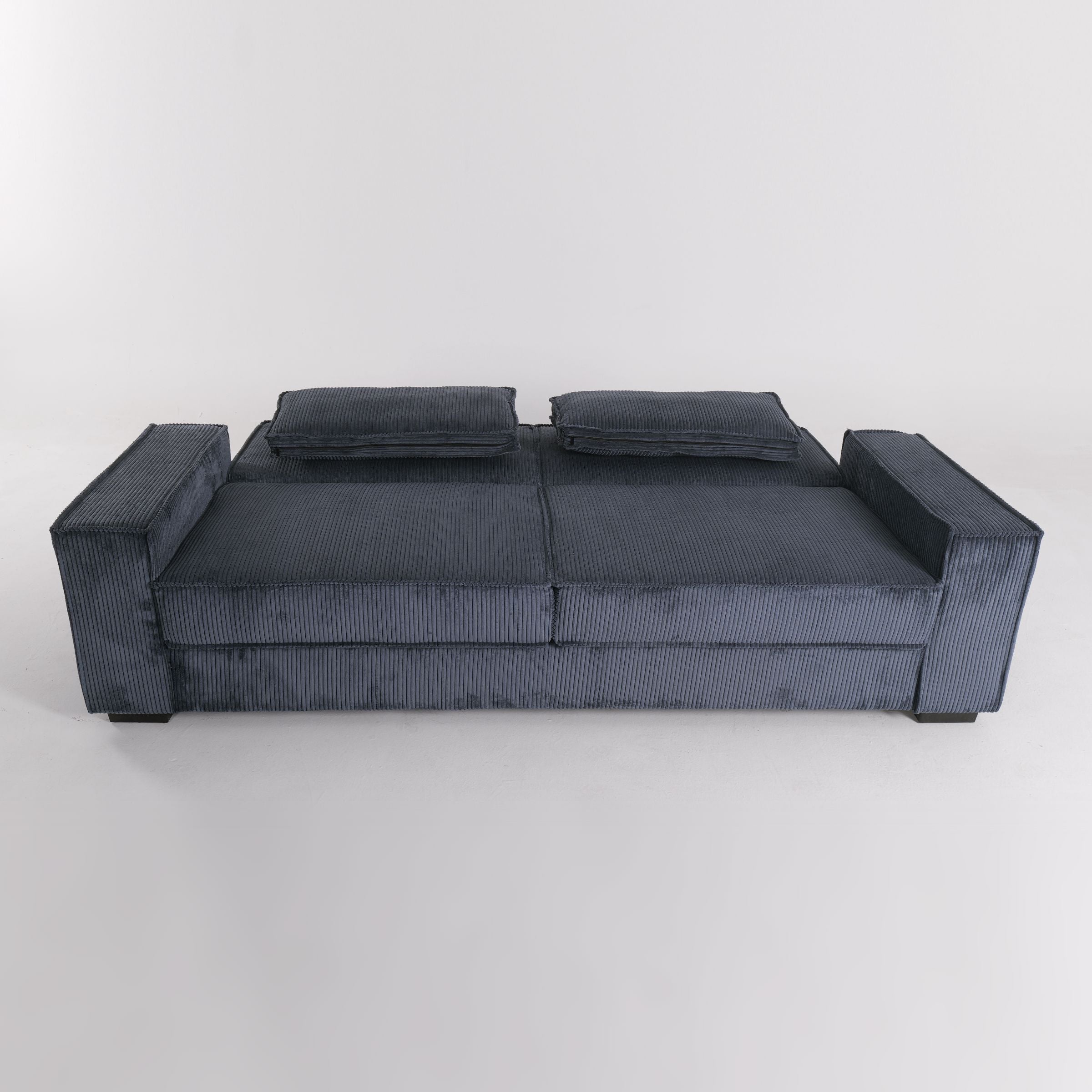 Deep Blue Corduroy Sofa Bed with Adjustable Backrest and Spring Support Living and Home 