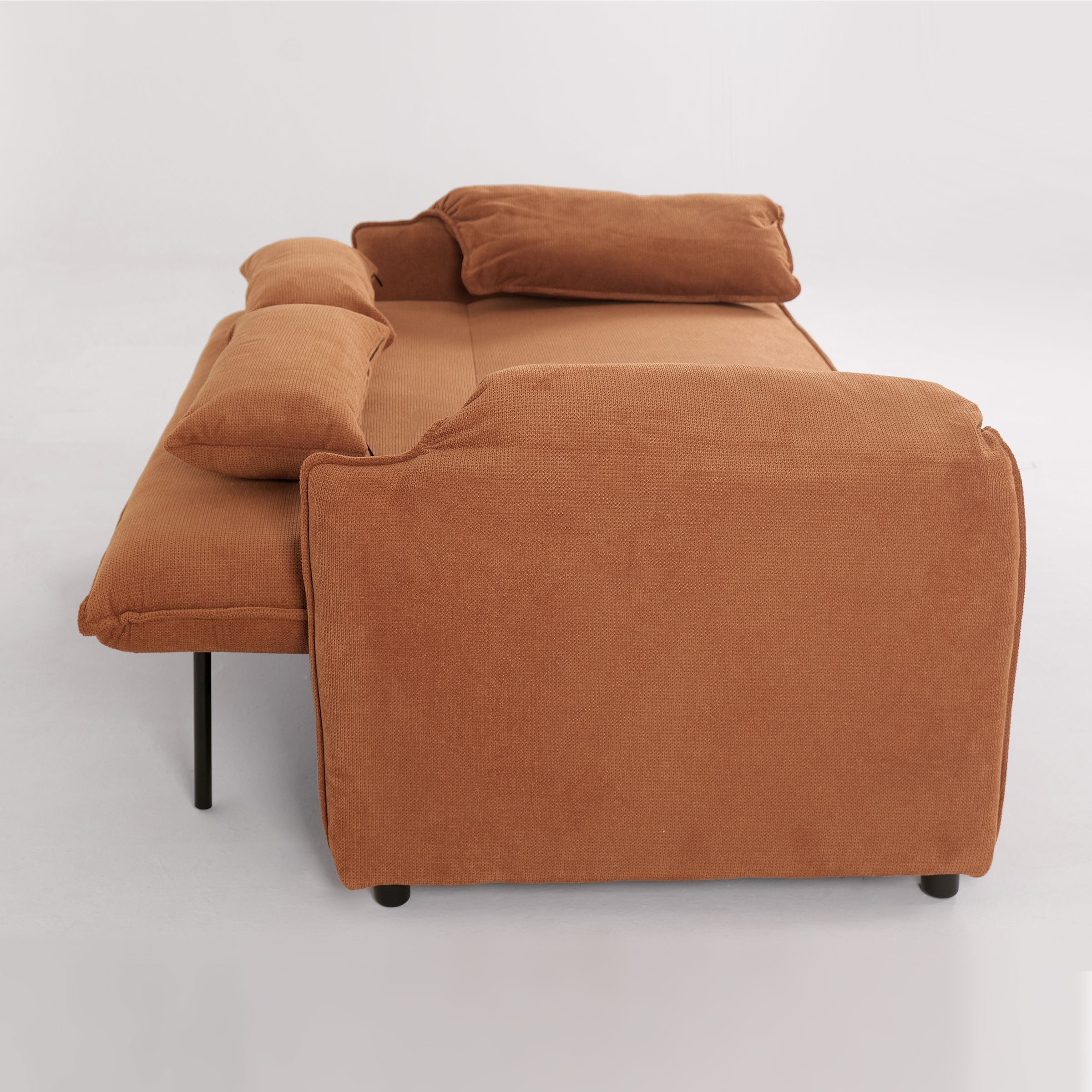 Caramel & Ginger Yellow Fabric Sofa Bed with Adjustable Backrest and Easy Pull-Out Mechanism Living and Home 