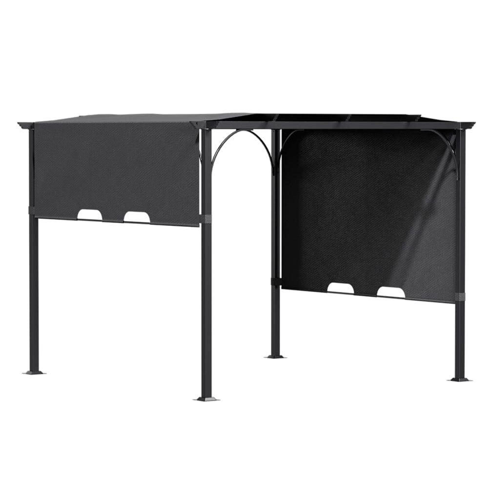 3x3x2.3m/3x4x2.3m Dark Grey Pergola Style Shade Canopy with Adjustable Roof Living and Home 