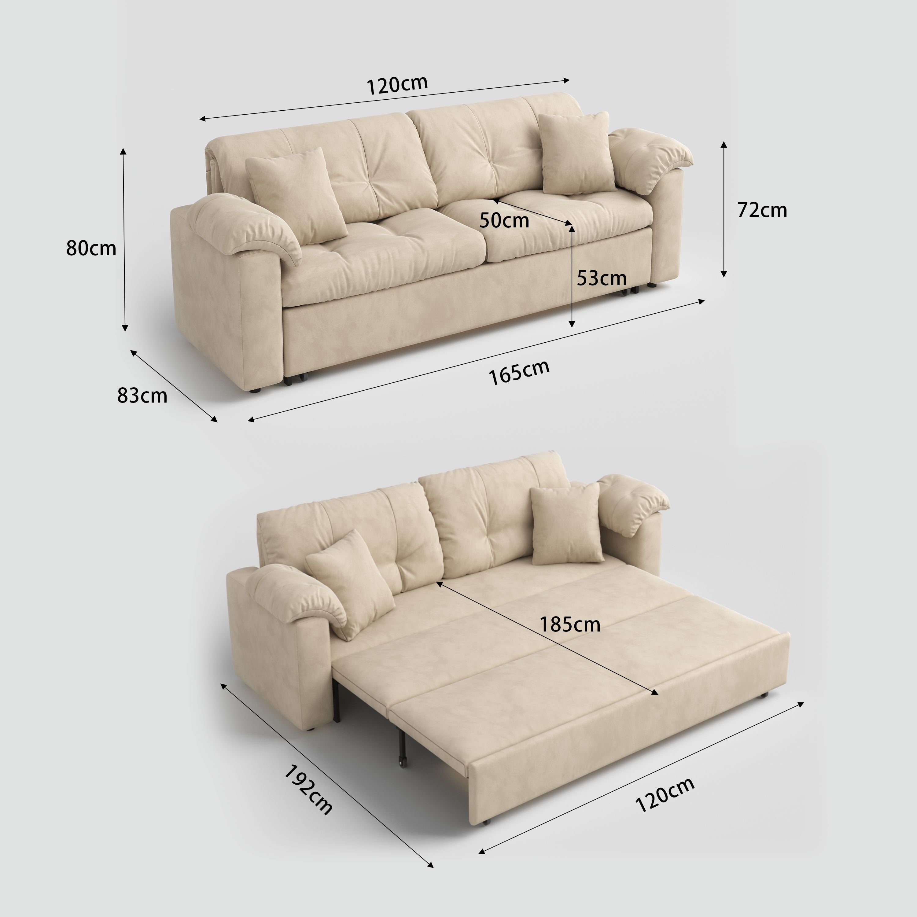 Cottonfy Multifunctional Sleeper 3 Seater Sofa Bed with Storage Space Cottonfy UK 