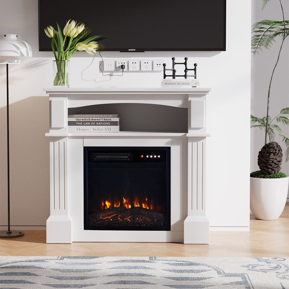 Wood Grain Fireplace Cabinet with 18inch Electric Fire | Touchscreen-enabled & remote-controlled Living and Home 