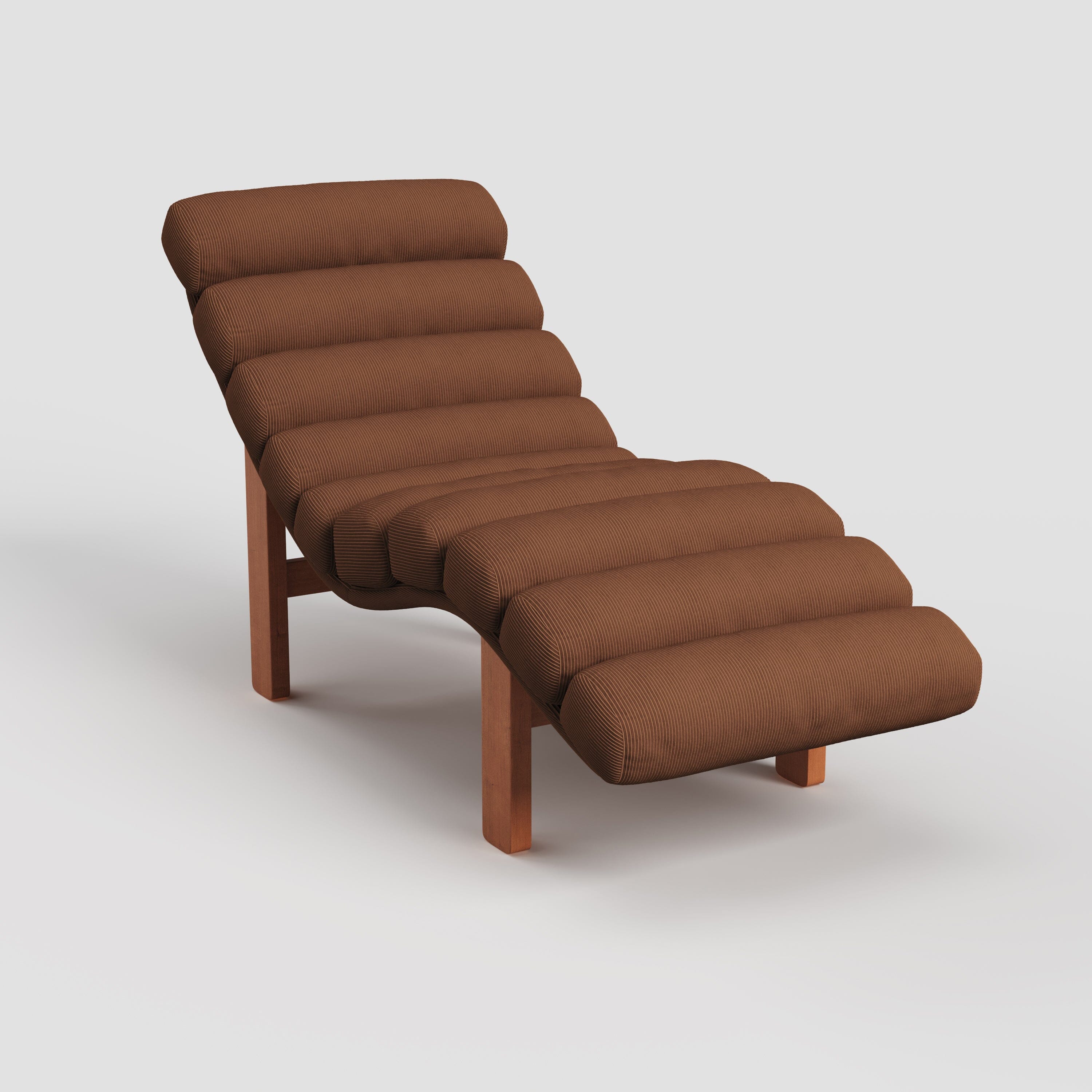 Cottonfy Modern Ergonomic Corduroy Chaise Lounge with Natural Wooden Frame Living and Home 