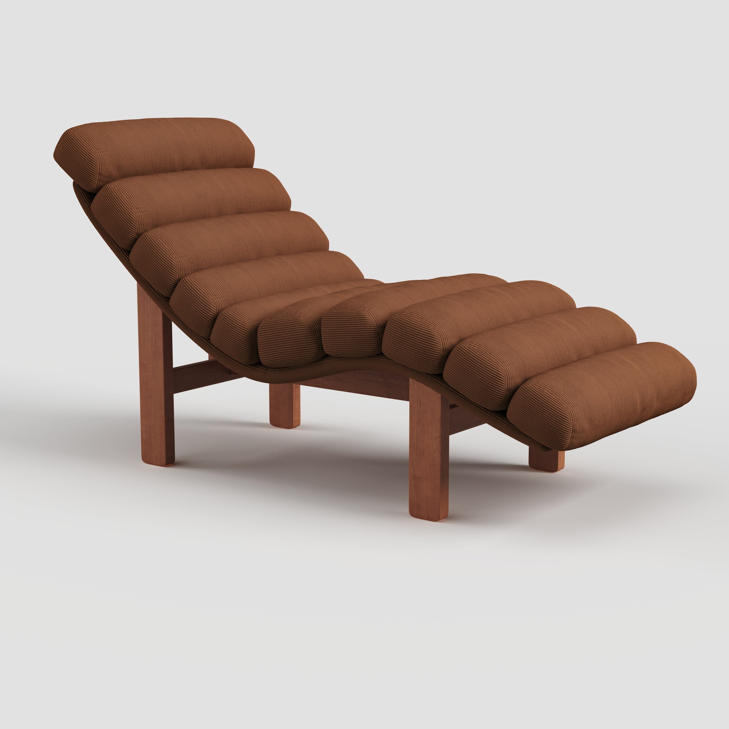 ‍Cottonfy Modern Ergonomic Corduroy Chaise Lounge with Natural Wooden Frame (100% off) Cottonfy UK Reddish Brown 