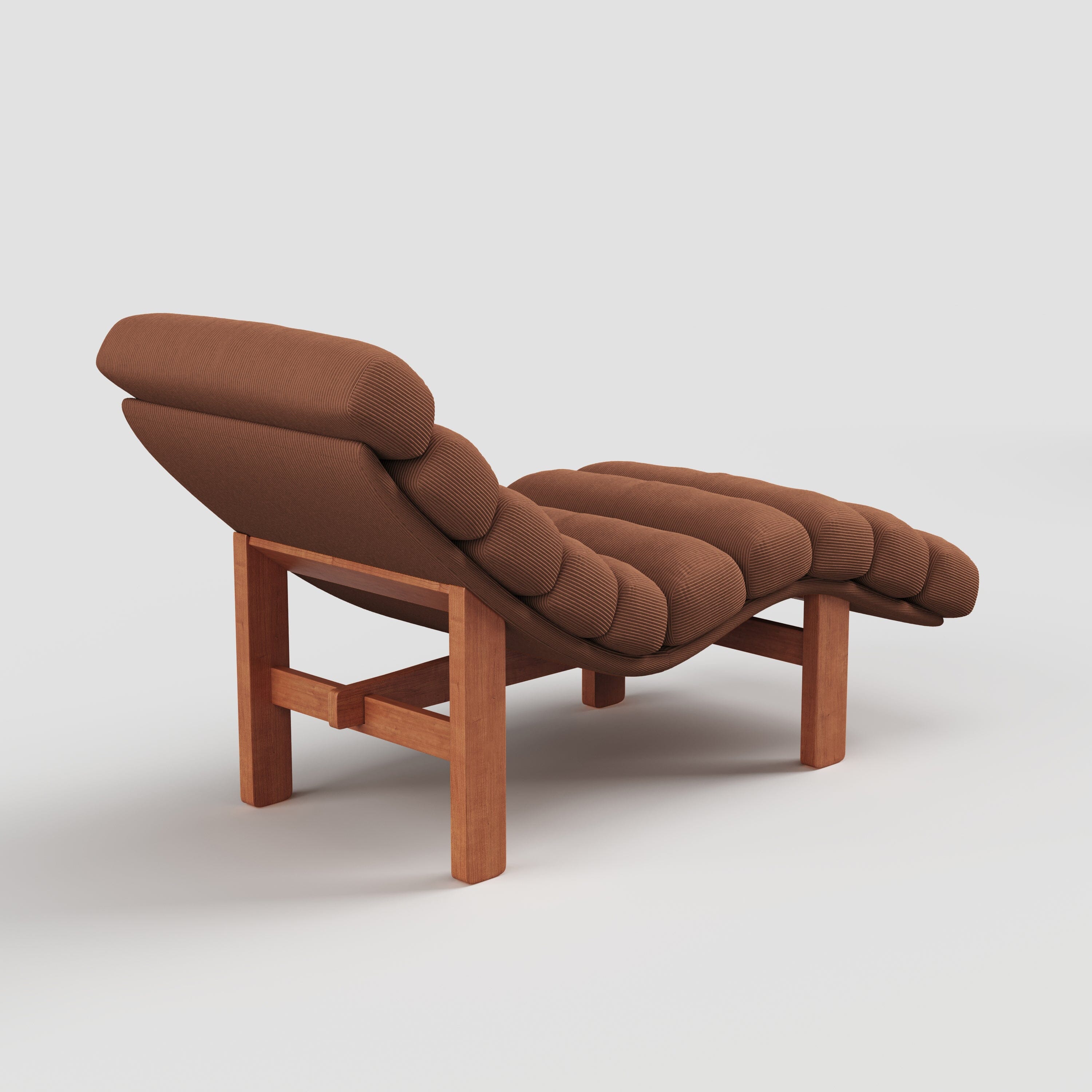 Cottonfy Modern Ergonomic Corduroy Chaise Lounge with Natural Wooden Frame Living and Home 