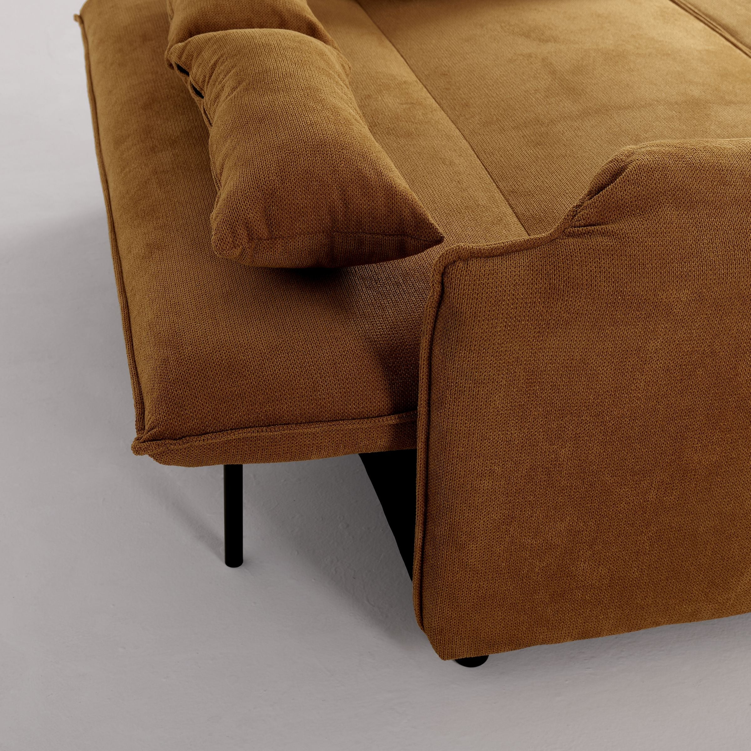 Ginger Yellow Fabric Sofa Bed with Adjustable Backrest and Easy Pull-Out Mechanism Living and Home 