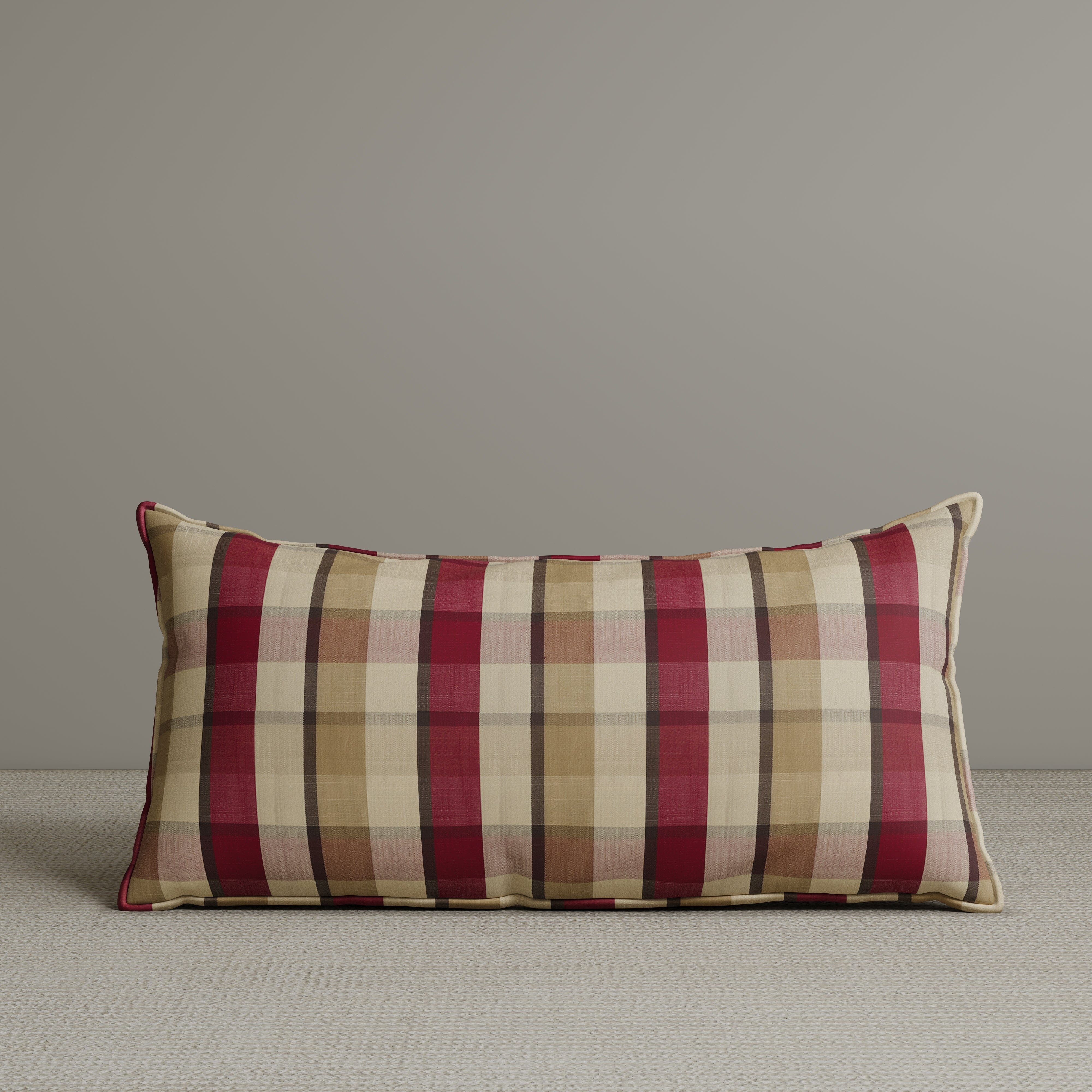 Exclusive Waist Cushion in Red Checkered Cotton Linen, 56*27*12 CM Cottonfy UK 1 PC In Stock 
