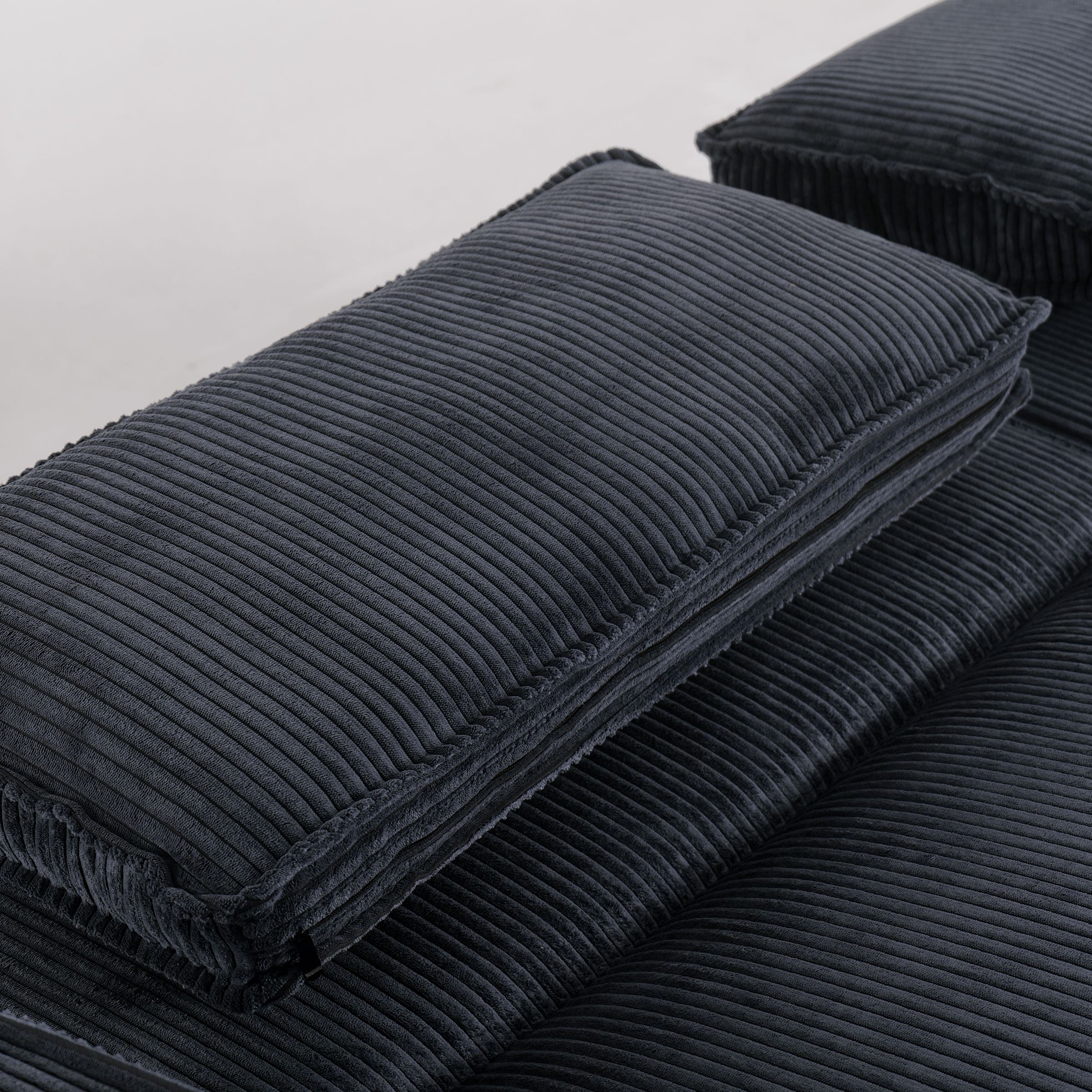Deep Blue Corduroy Sofa Bed with Adjustable Backrest and Spring Support Living and Home 