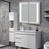LED Rectangle Bathroom Wall Mounted Double-Door Mirror Cabinet Living and Home 