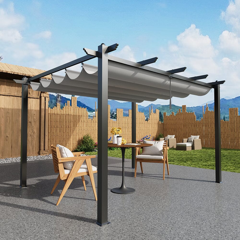 3x3m/3x4m/4x4m All-Aluminum Flat Top Tarp Tent -Off-White/Light Grey Living and Home 